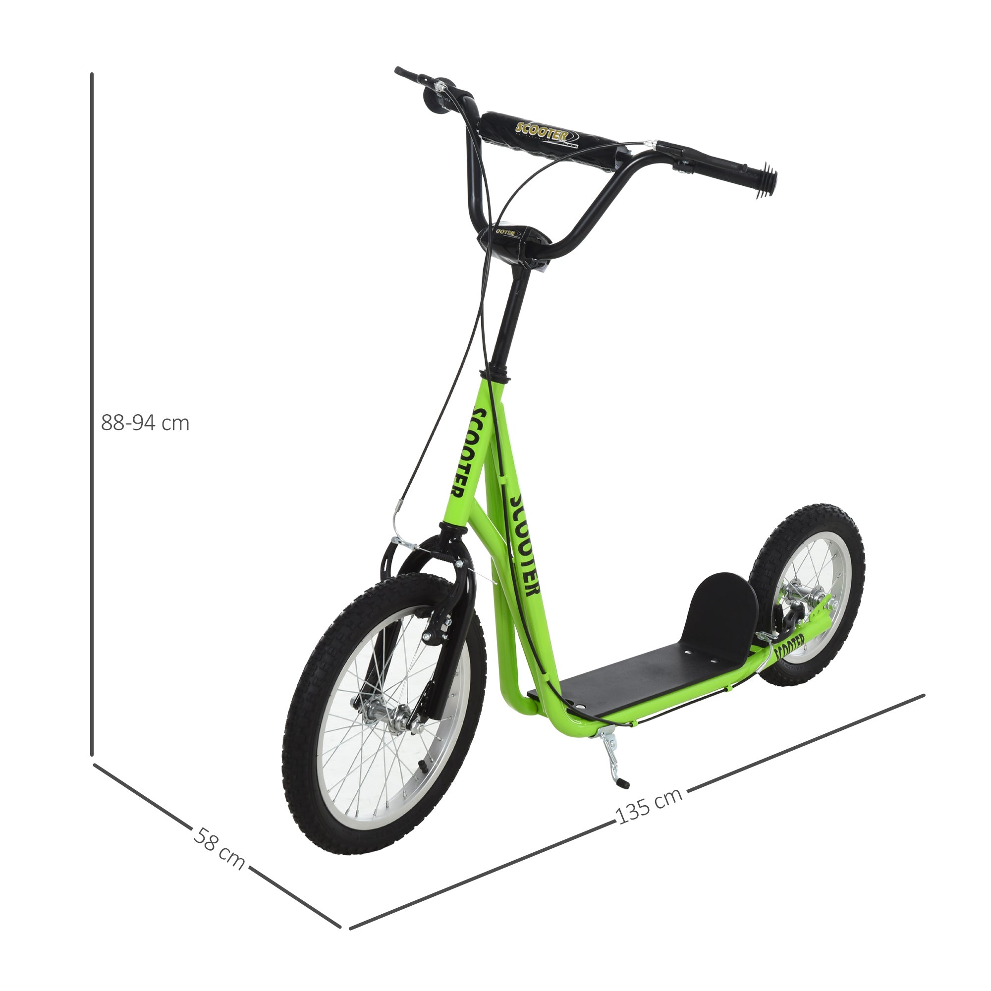 Trotinete Infantil Verde 135x58x88-94 cm - Rodas Infláveis e Freio Duplo