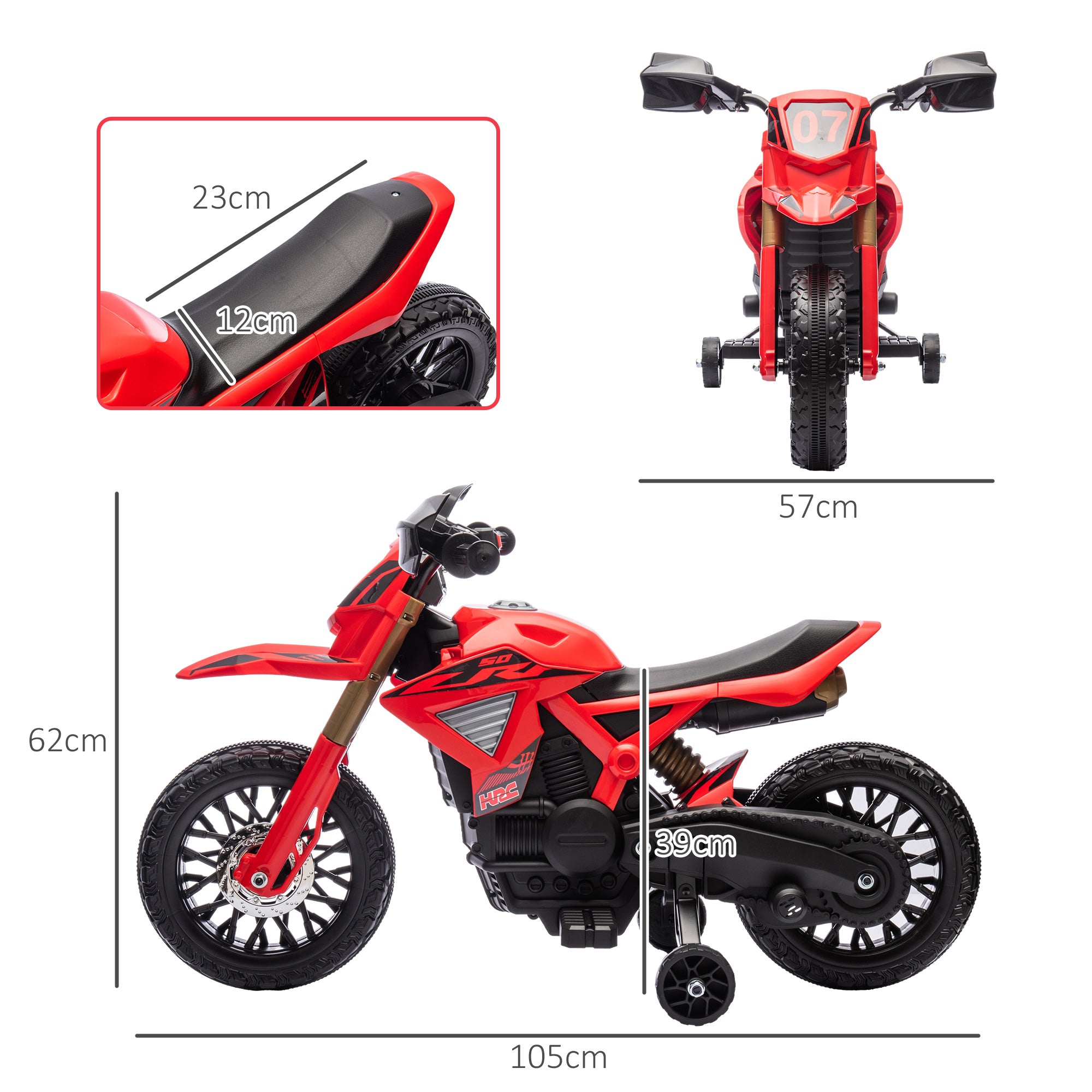 Mota Elétrica Infantil Vermelha 105x57x62 cm - Diversão e Segurança para Crianças