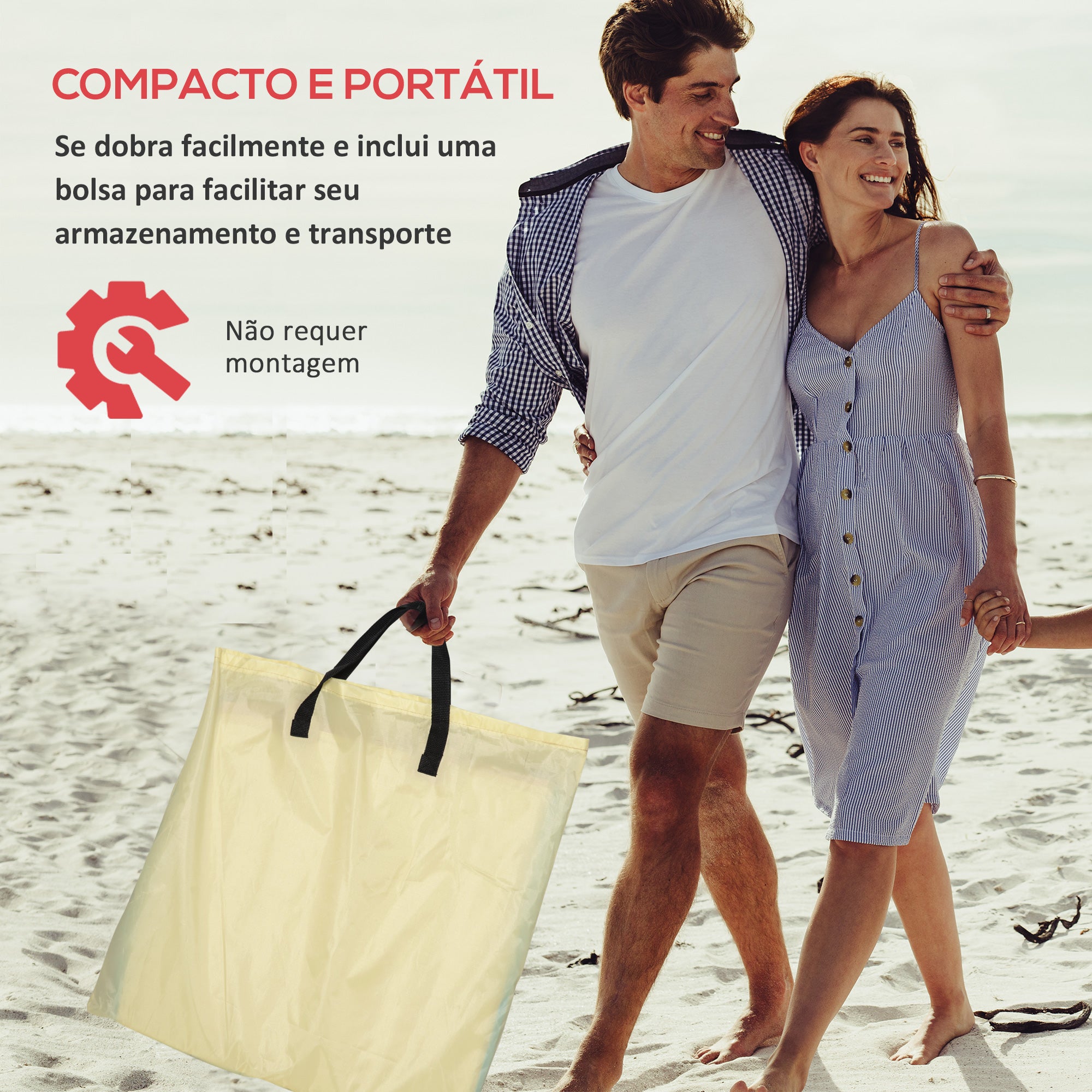 Conjunto de Esteiras de Praia Dobráveis – 124x53x37-50cm – Bege e Azul – Aço e Tecido Oxford