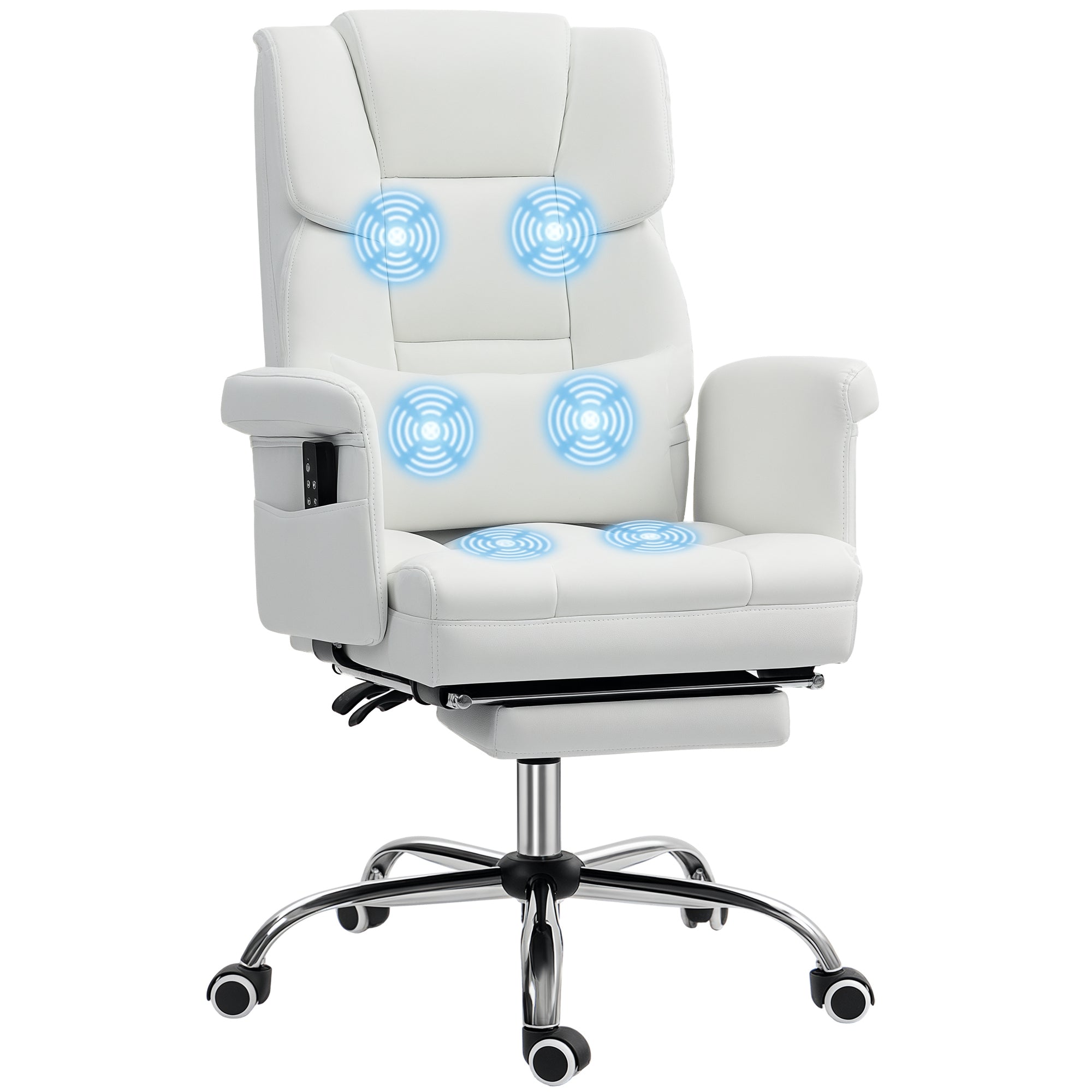 Cadeira de Escritório com Massagem 6 Pontos de Massagem 69x65x107-115 cm Branco