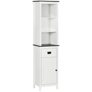 Coluna Casa de Banho Móvel com 3 Prateleiras de Armazenamento 40x30x160cm Branco e Preto