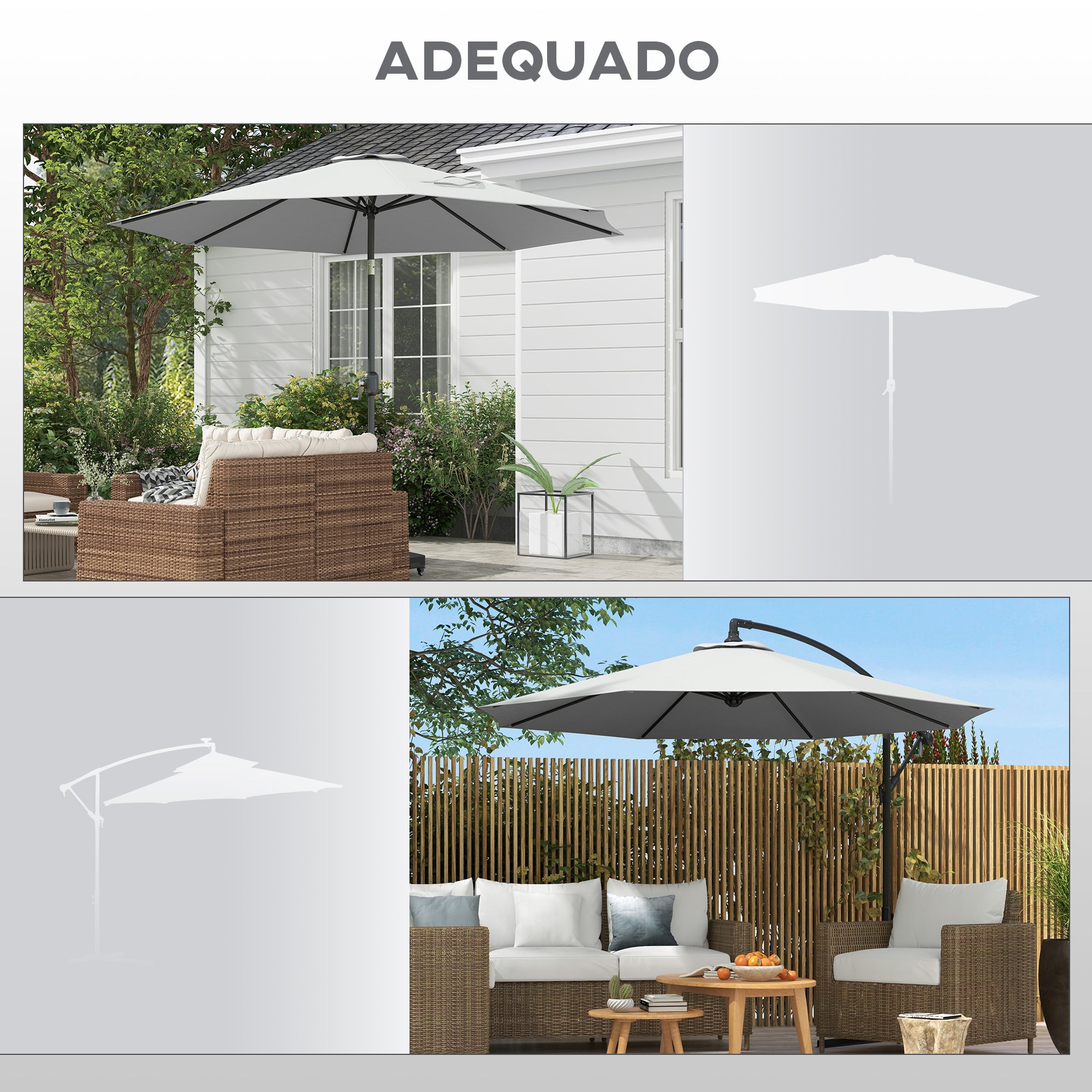 Toldo de Substituição Branco Ø295 cm para Chapéu de Sol de Pátio