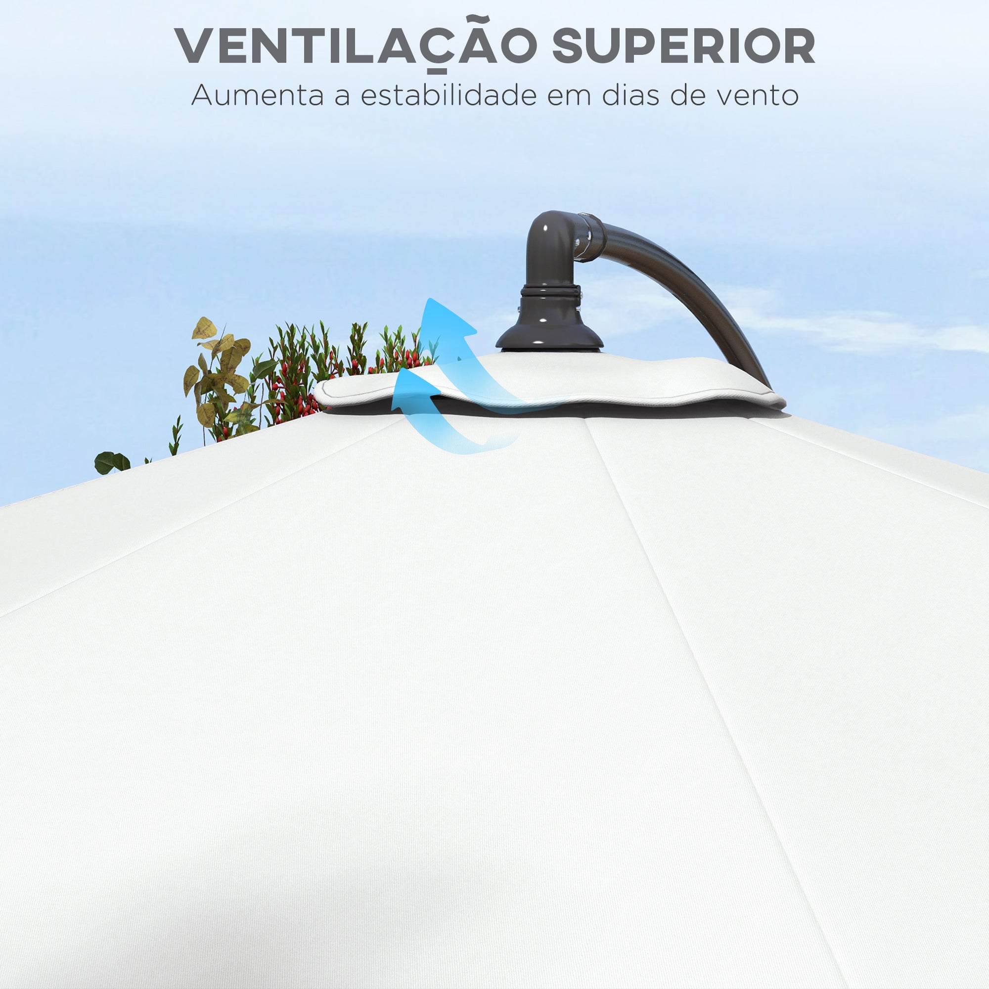Toldo de Substituição Branco Ø295 cm para Chapéu de Sol de Pátio