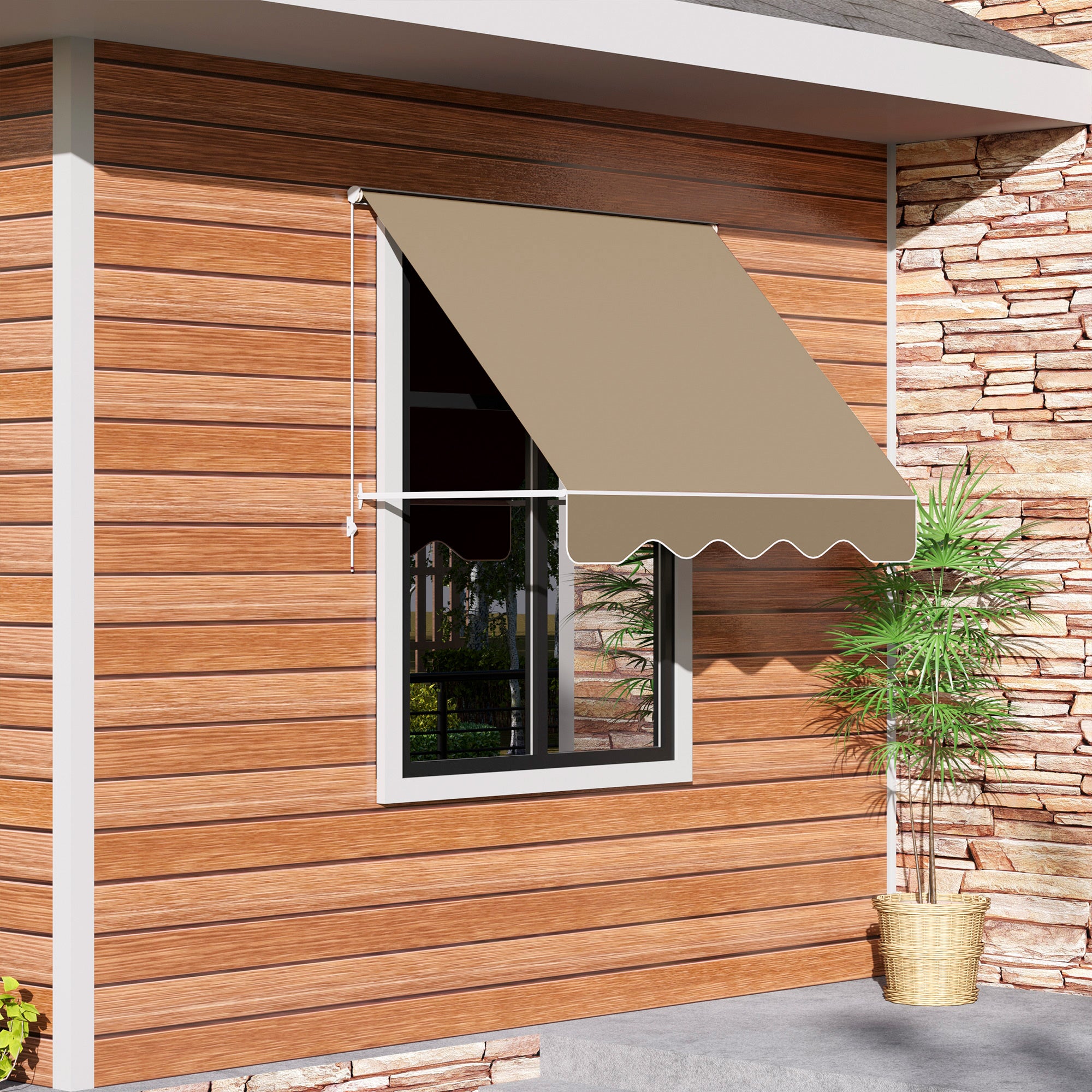 Toldo Manual Retrátil de Alumínio 180x70 cm - Cor Bege