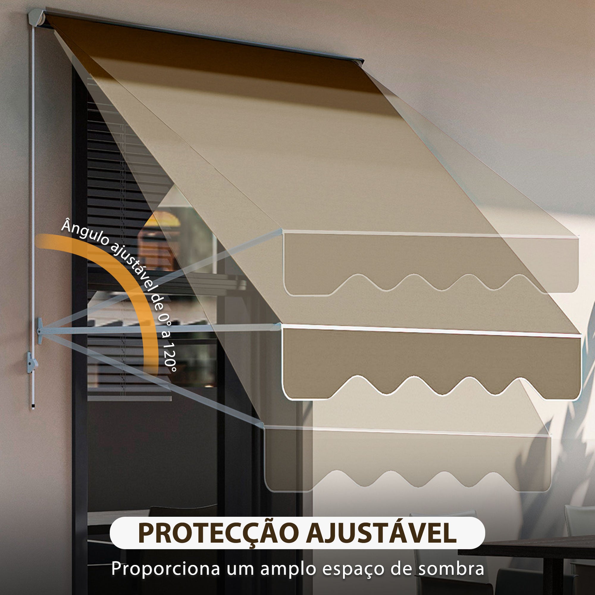 Toldo Manual Retrátil de Alumínio 180x70 cm - Cor Bege
