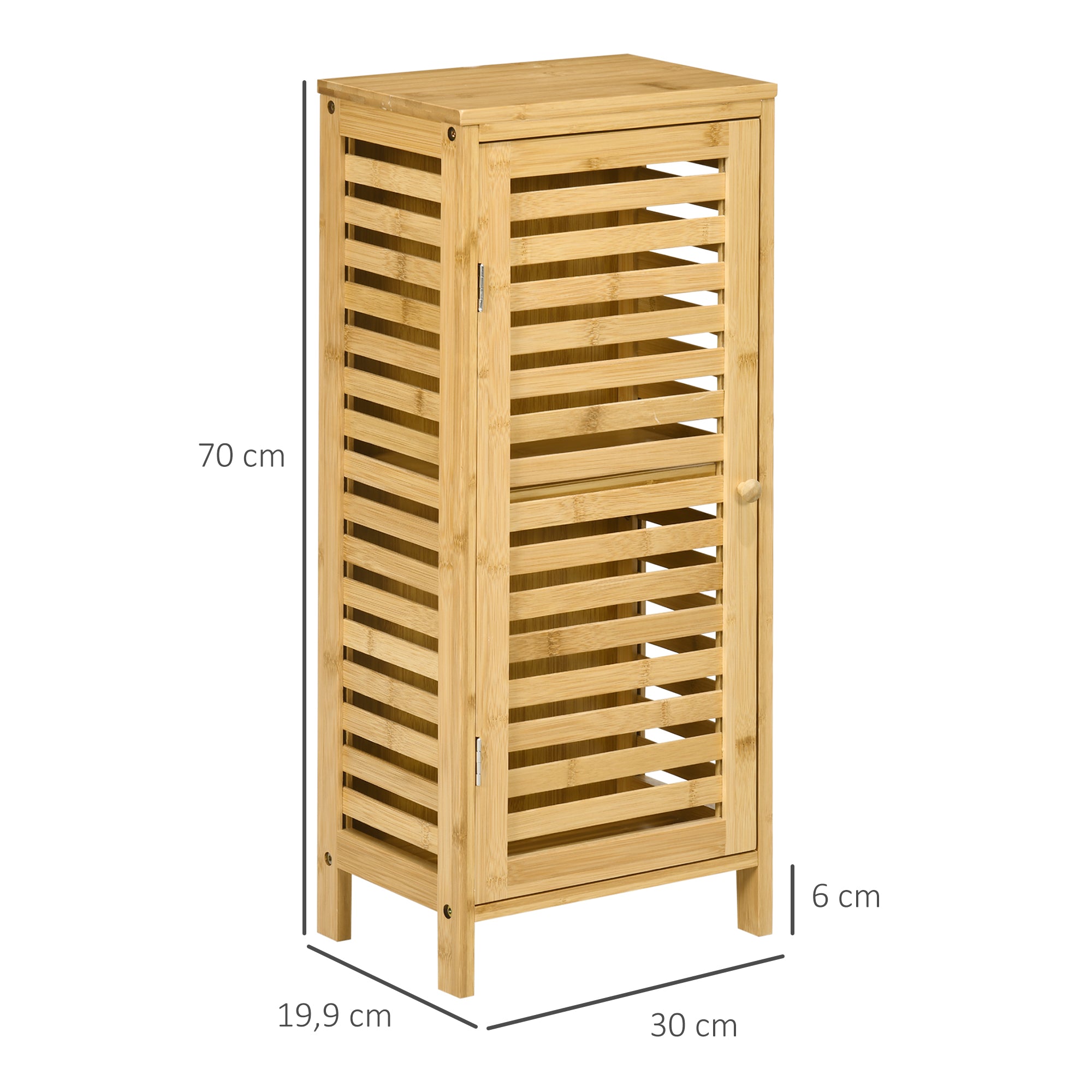Armário Auxiliar Casa de Banho de Bambu 30x19,9x70 cm Cor de Madeira Natural