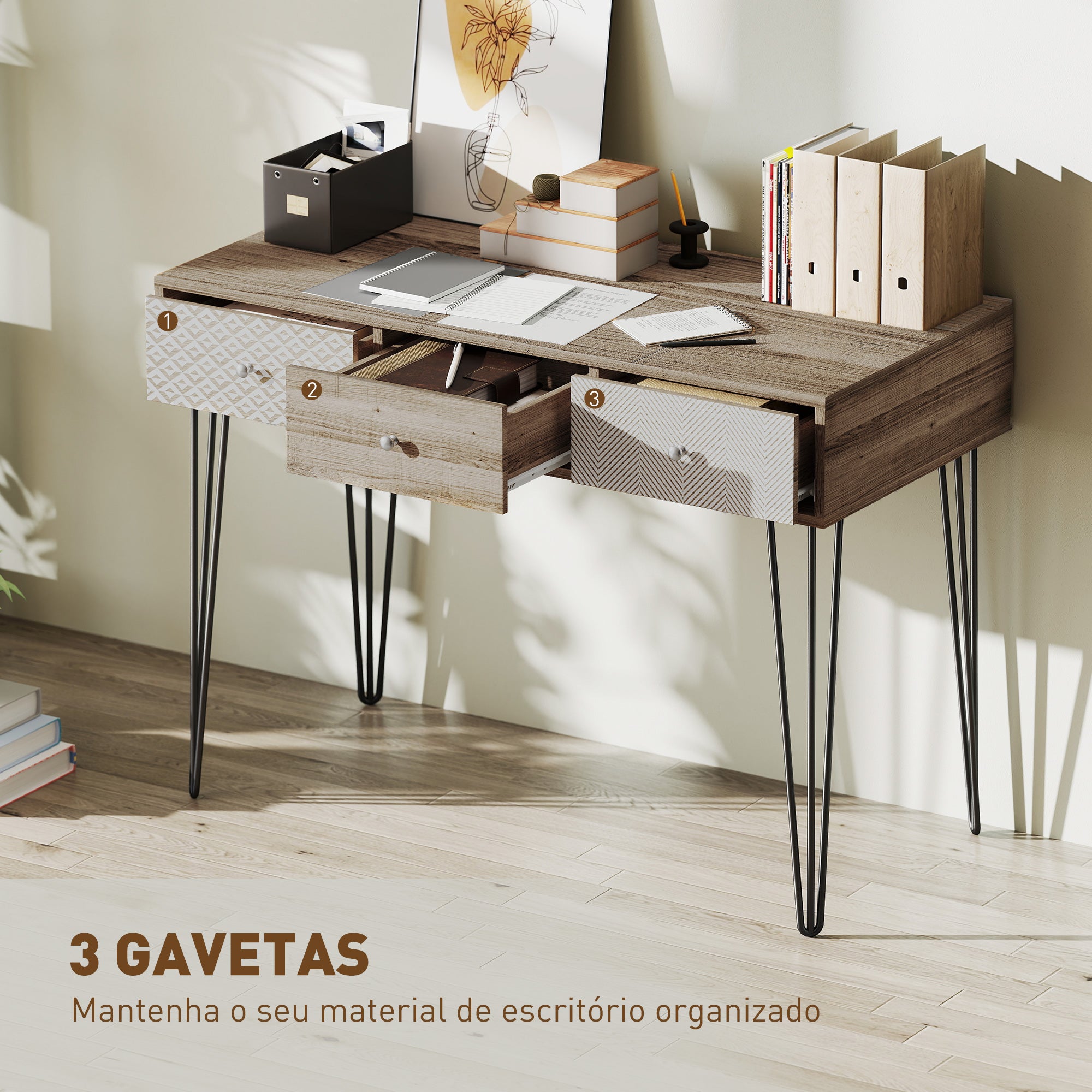 Secretária Estilo Boho Chic 105x50x75 cm - Madeira