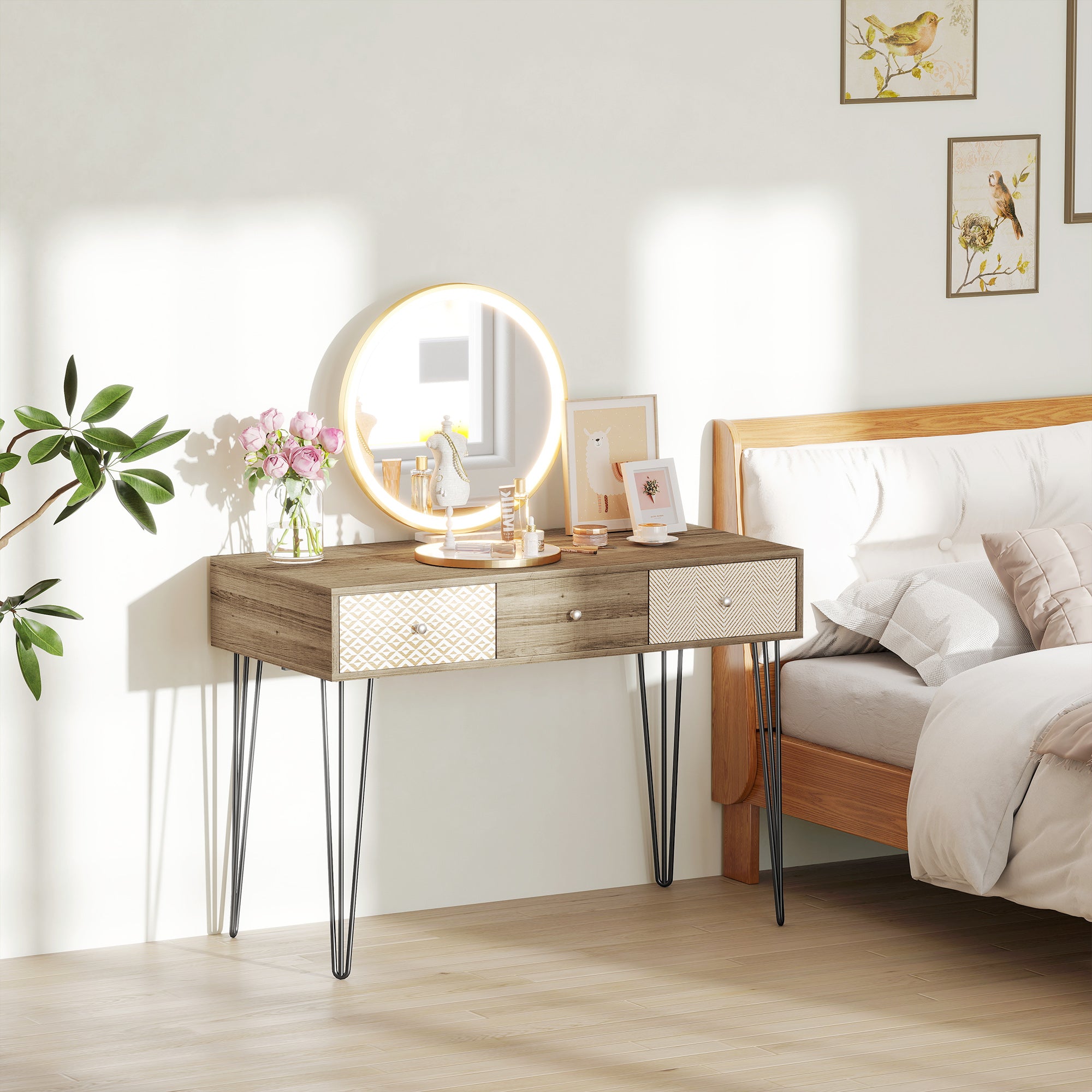 Secretária Estilo Boho Chic 105x50x75 cm - Madeira