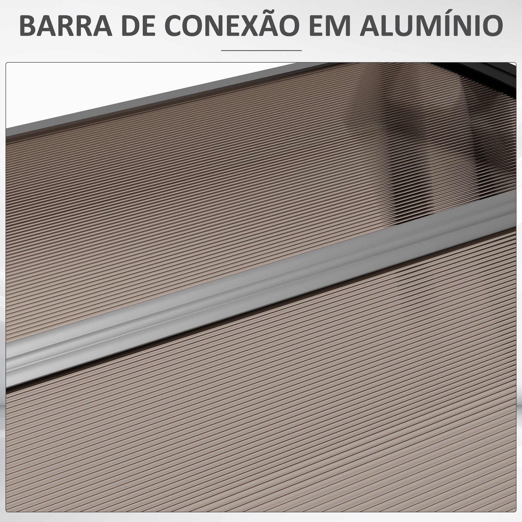 Marquise de Proteção – 300x96 cm – Preto e Marrom – Policarbonato e Alumínio
