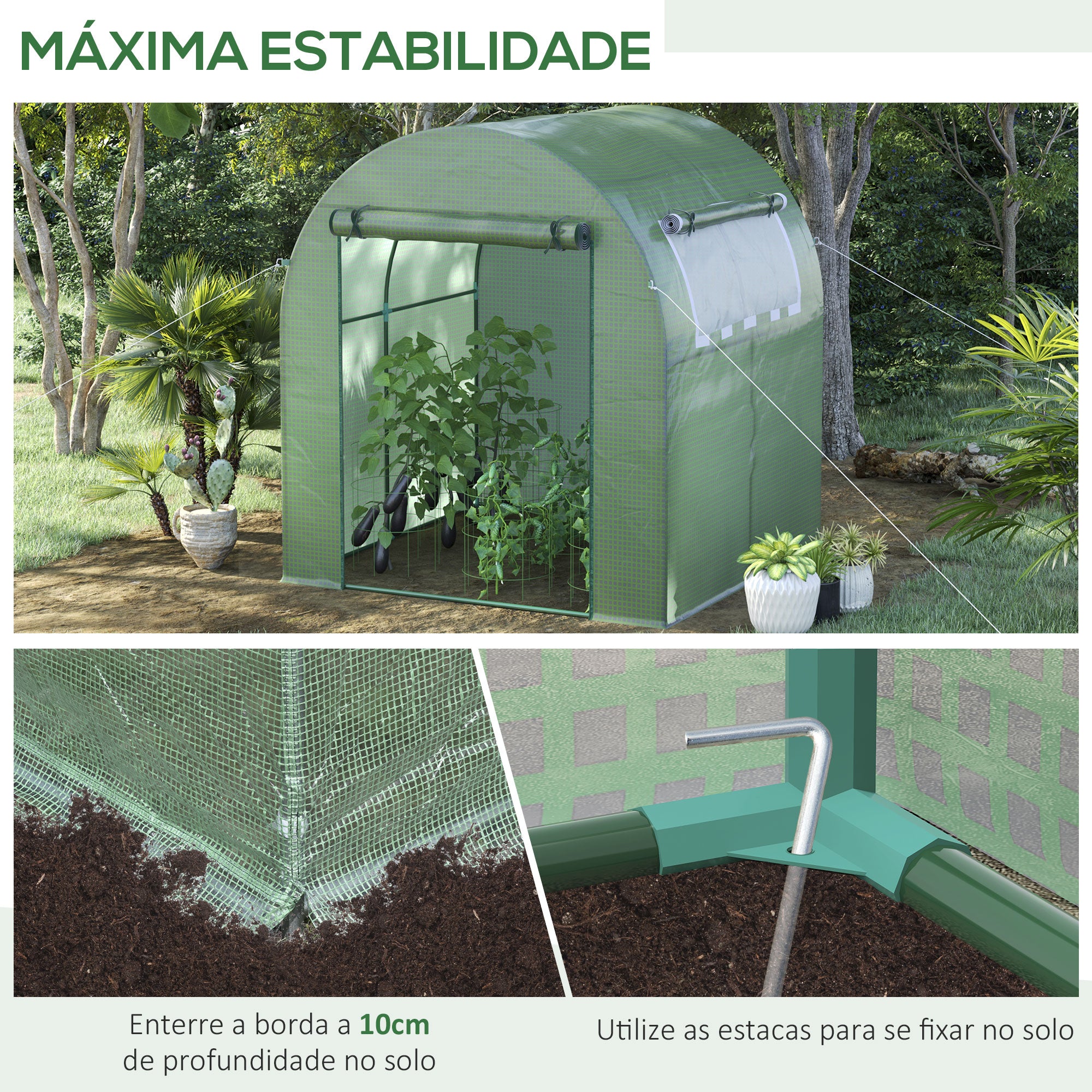Estufa de Jardim 180x180x200 cm Verde