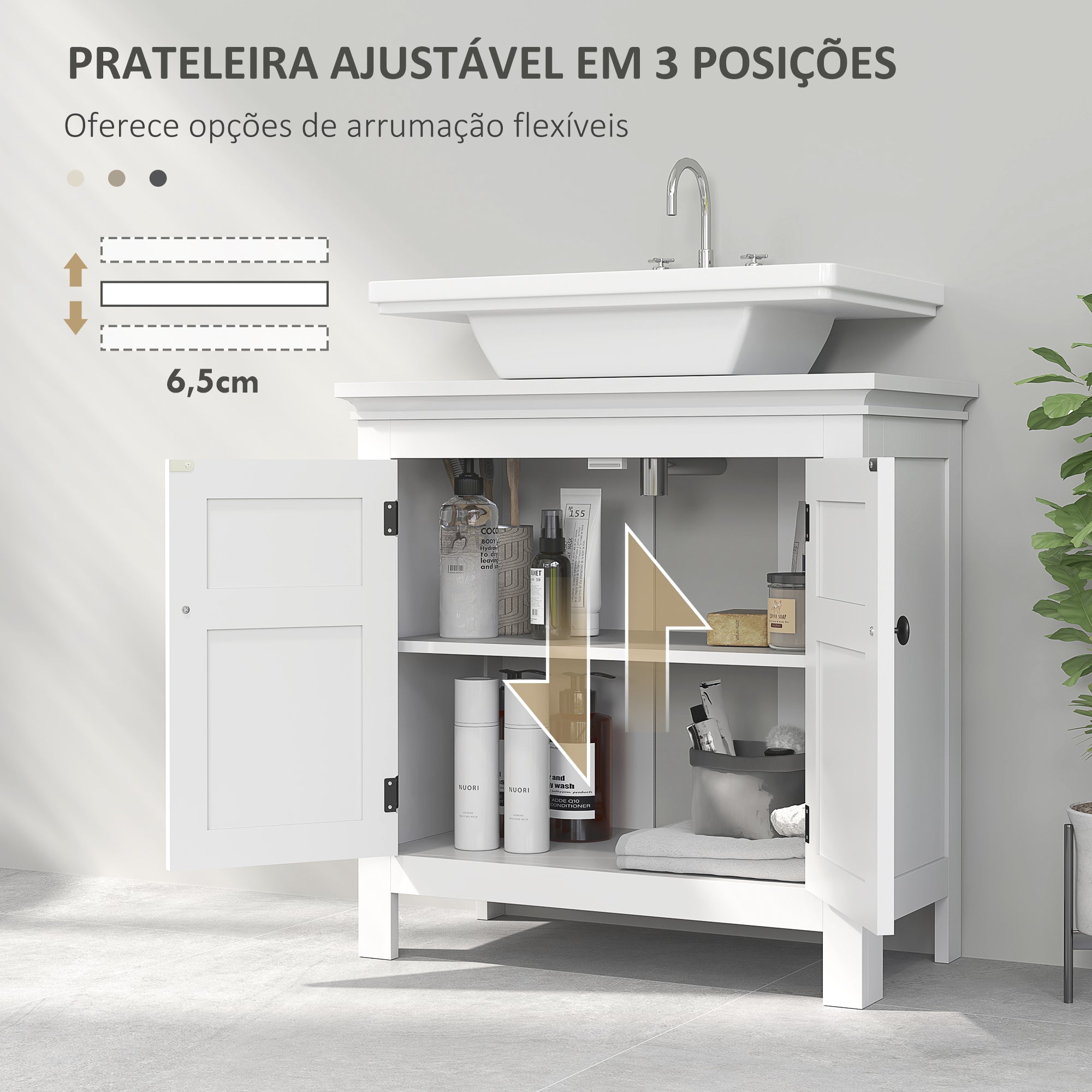 Móvel para Lavatório Moderno 60x30x60 cm - Branco