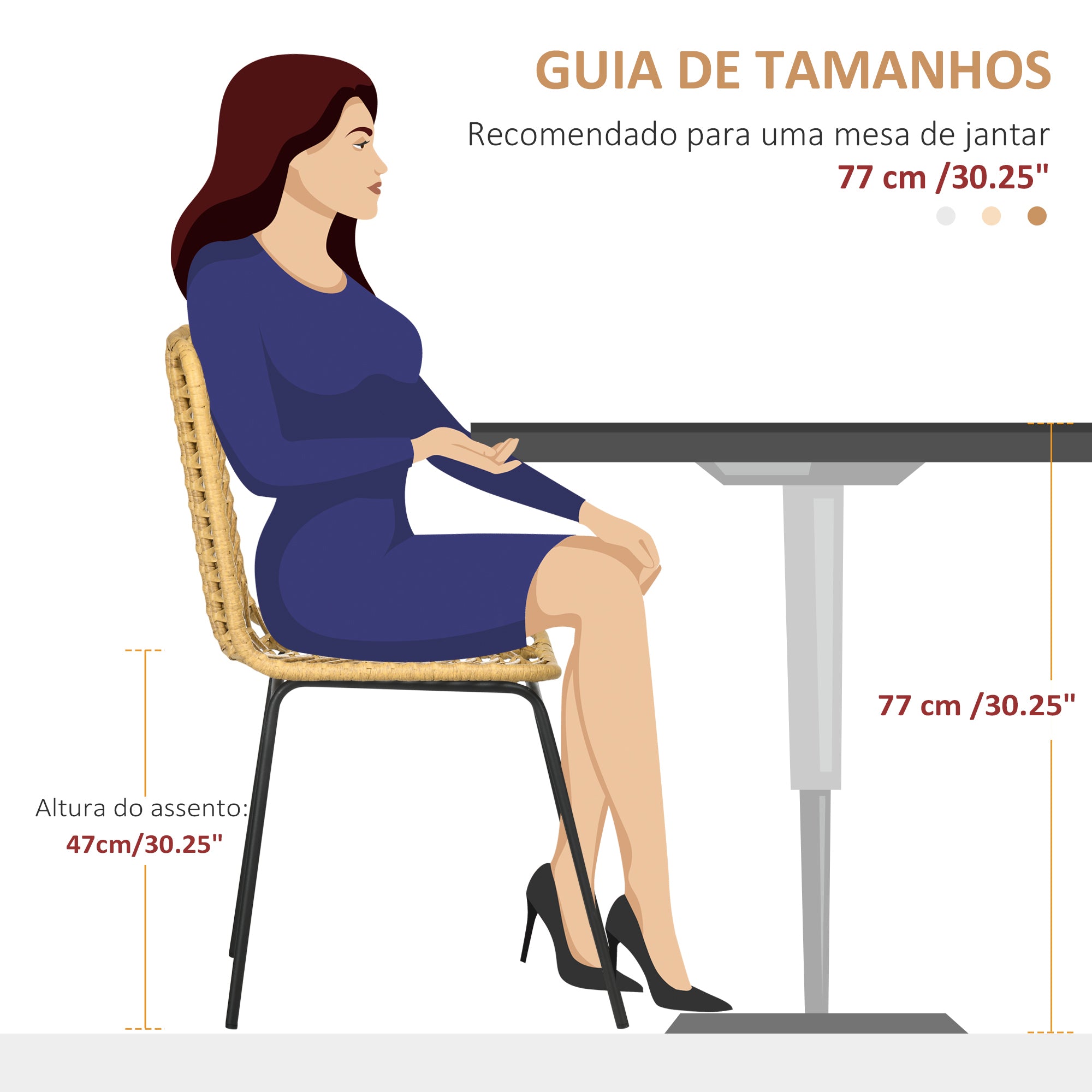 Conjunto de 2 Cadeiras – 44x58x85 cm – Preto – Vime Sintético e Aço