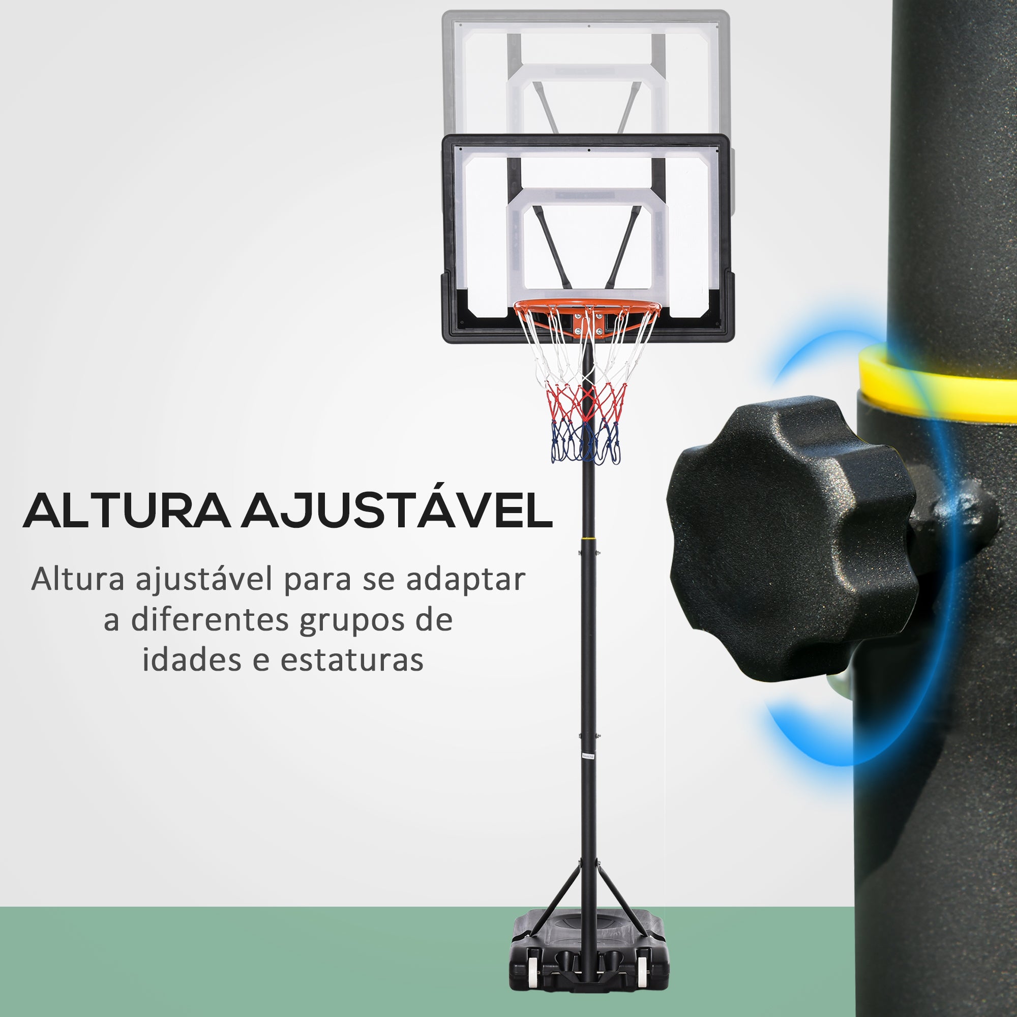 Tabela de Basquetebol com Altura Ajustável 206-260 cm Cor Preto