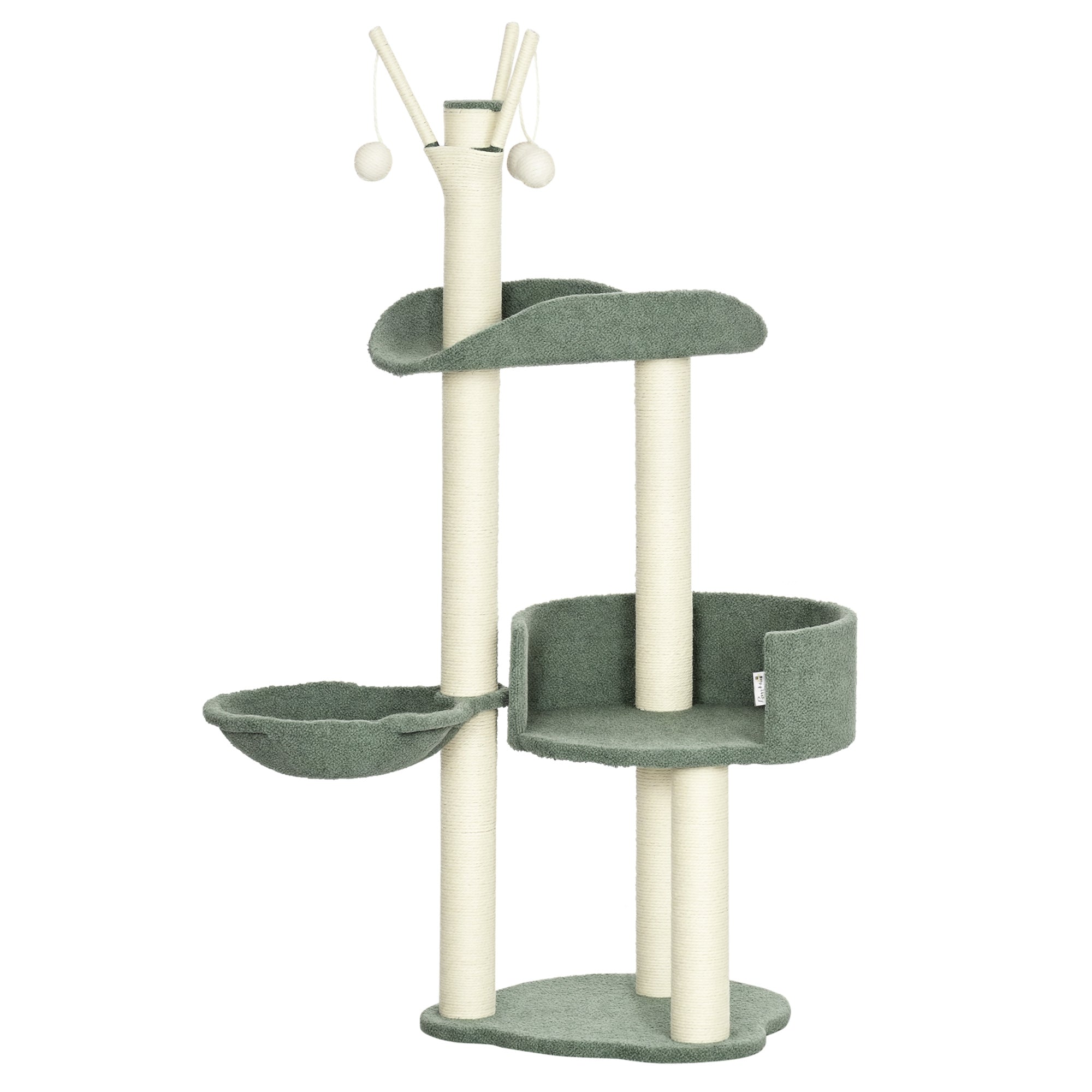 Torre para Gatos Altura 123cm Verde e Creme