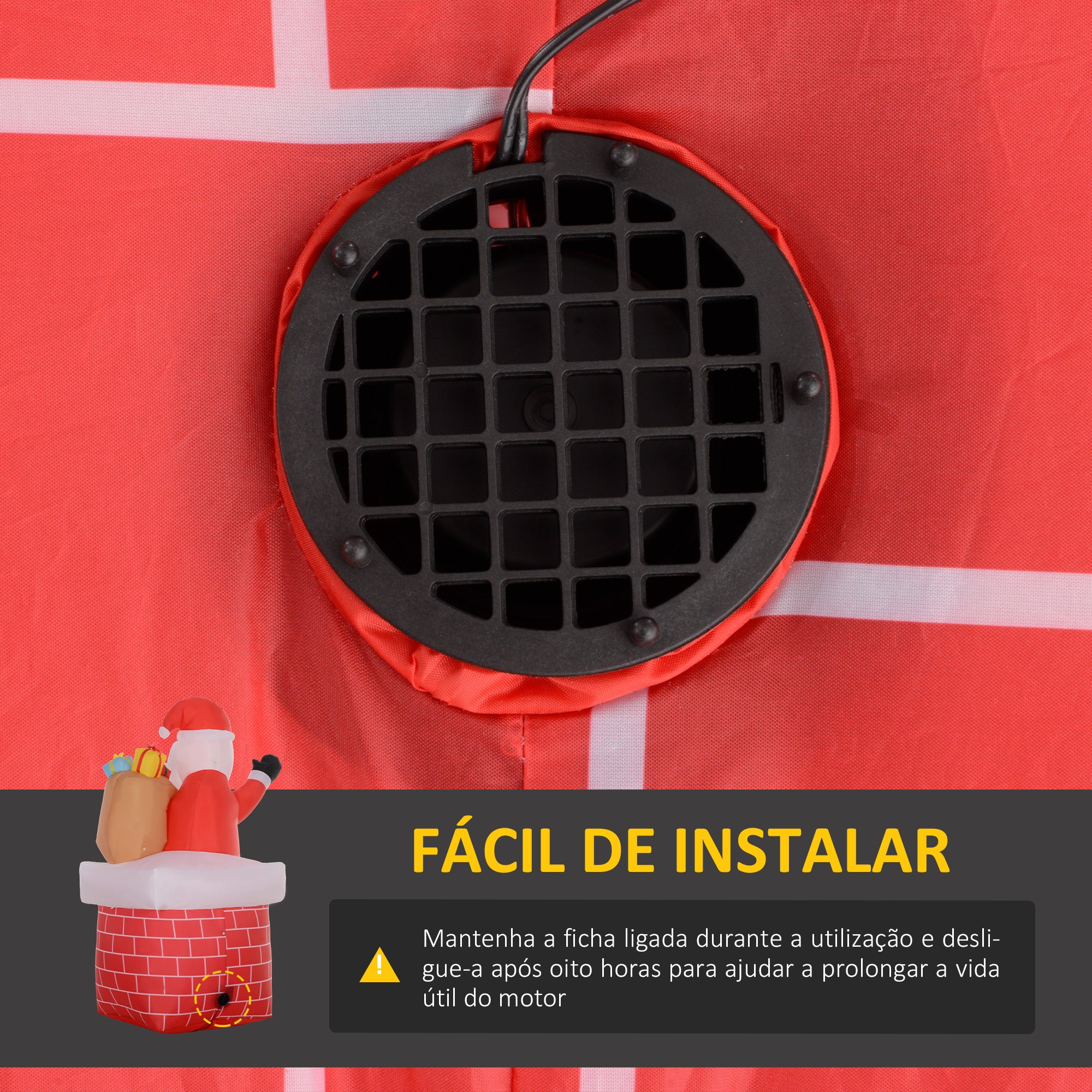 Decoração Natalina Insuflável – 130x82x195 cm – Vermelha – Tecido de poliéster