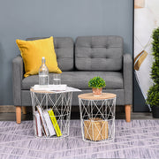 Conjunto de 2 Mesinhas de Café Branco e Cor de Madeira - Ф40x45cm