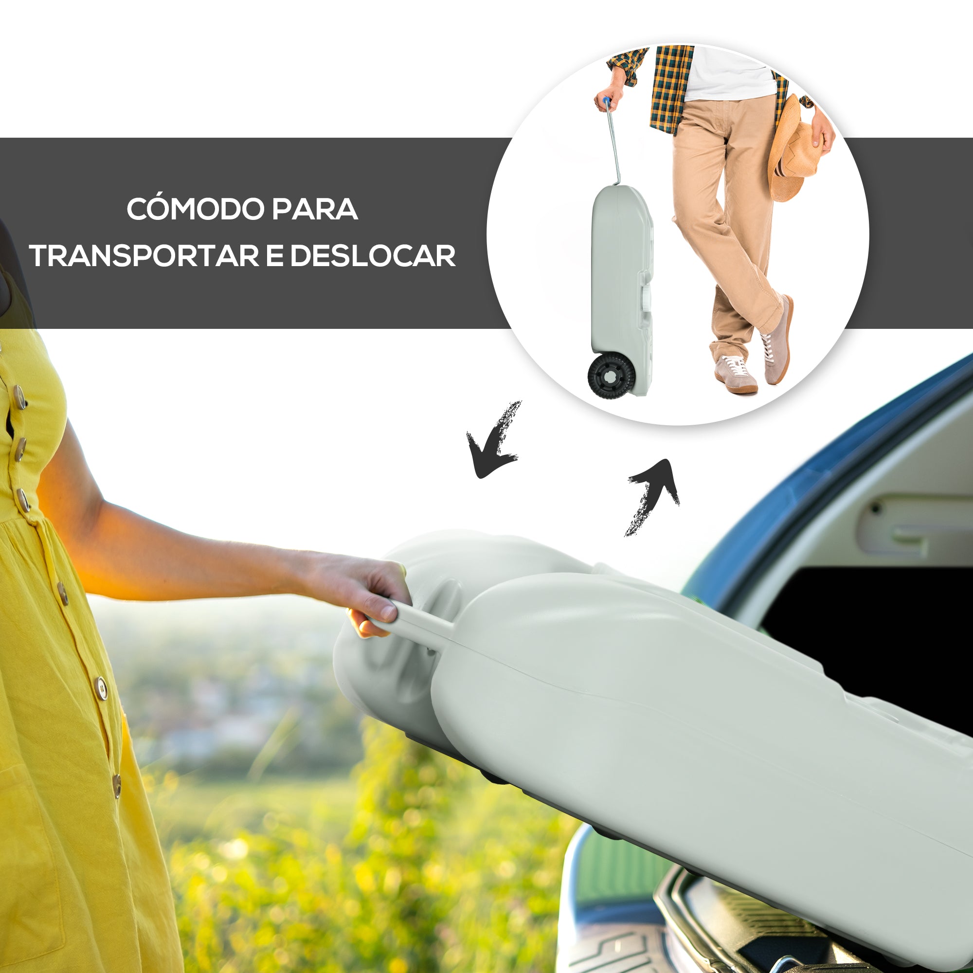 Depósito de Água Portátil 40 L Cinzento - 37x23x80 cm