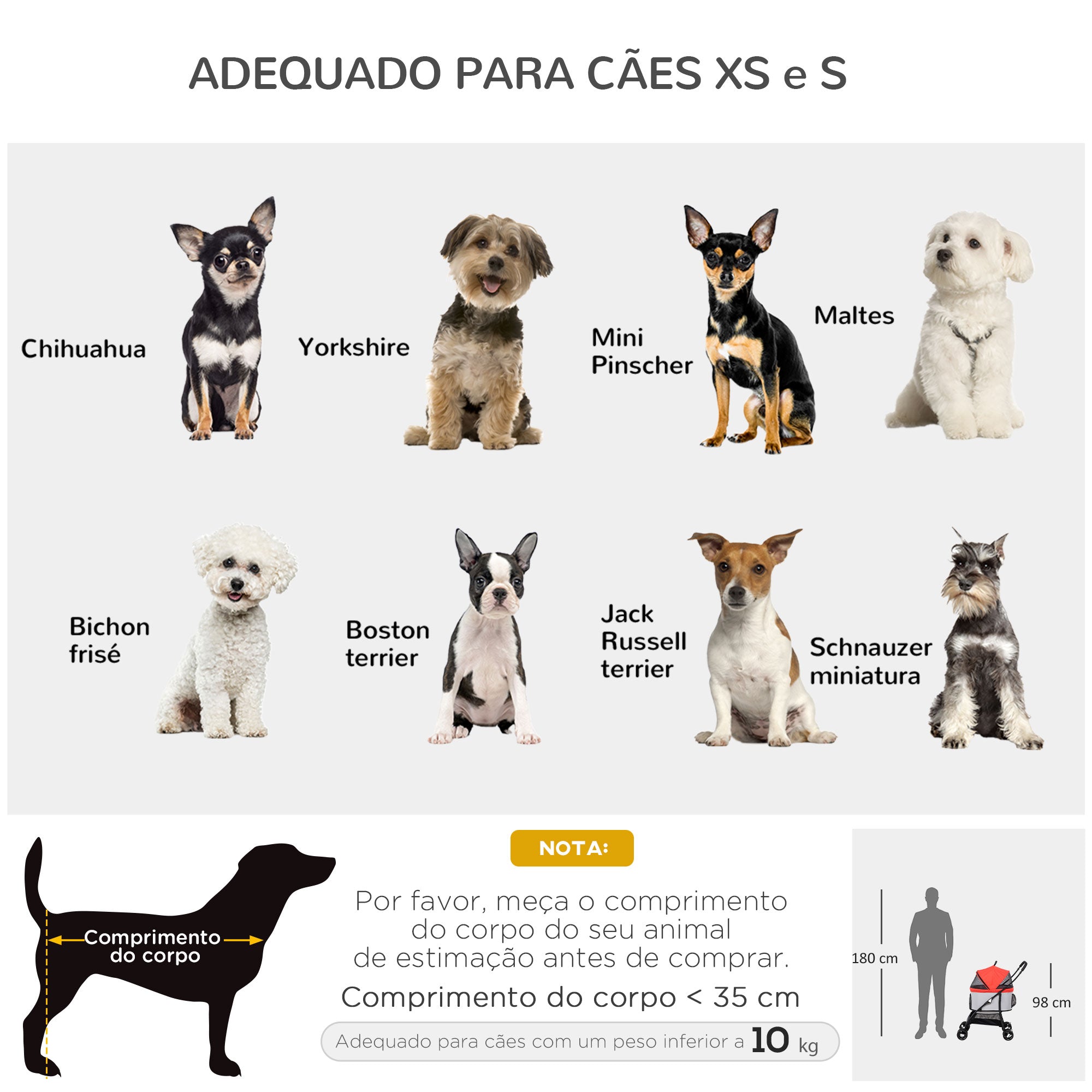 Carrinho para Animais de Estimação 3 em 1 - 82x49,5x98cm - Vermelho - Aço e Tecido Oxford