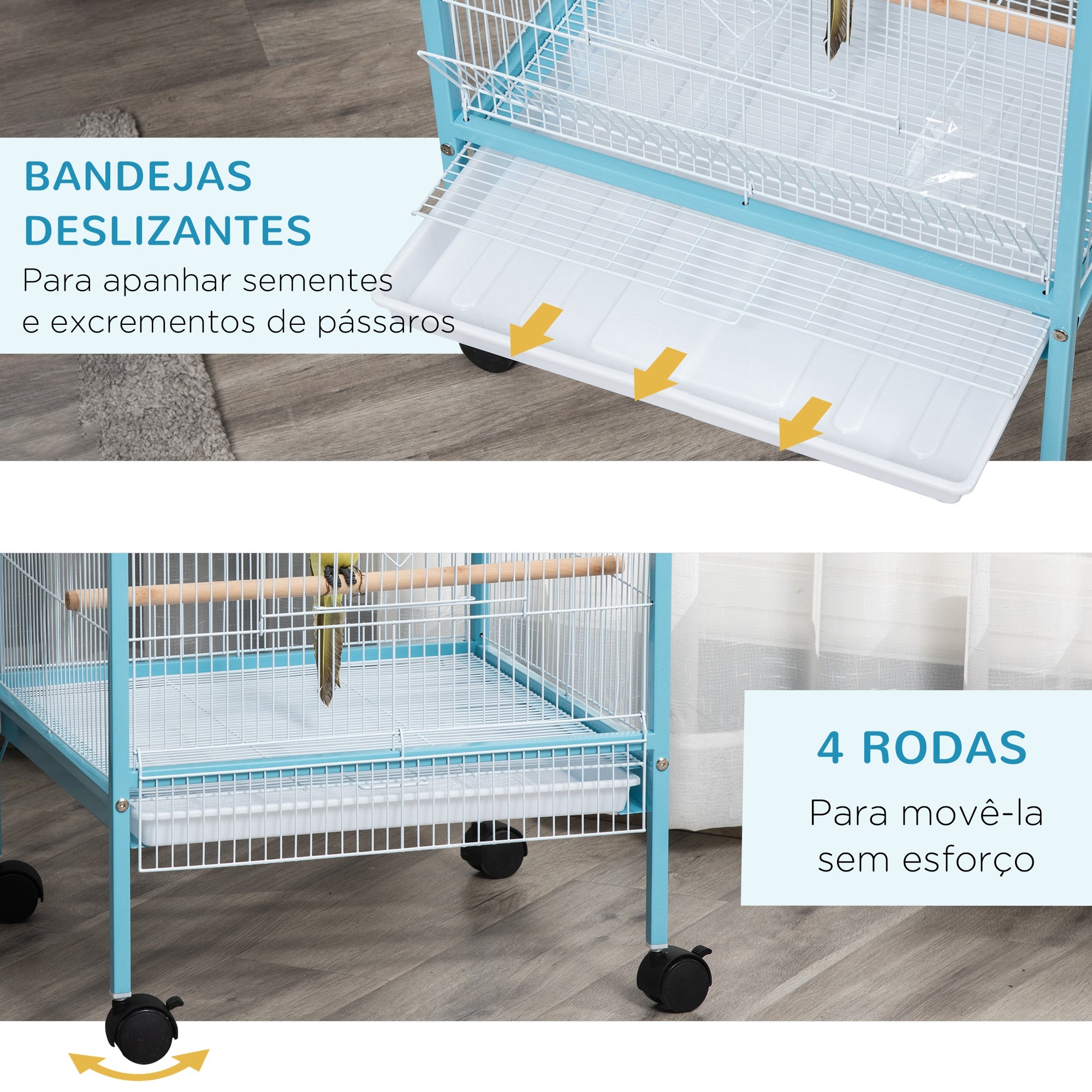 Gaiola para Pássaros 51,5x50x140 cm Azul Claro