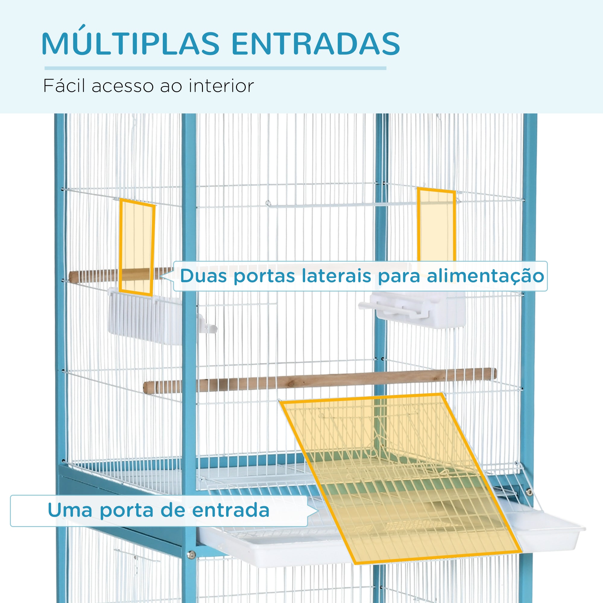 Gaiola para Pássaros 51,5x50x140 cm Azul Claro