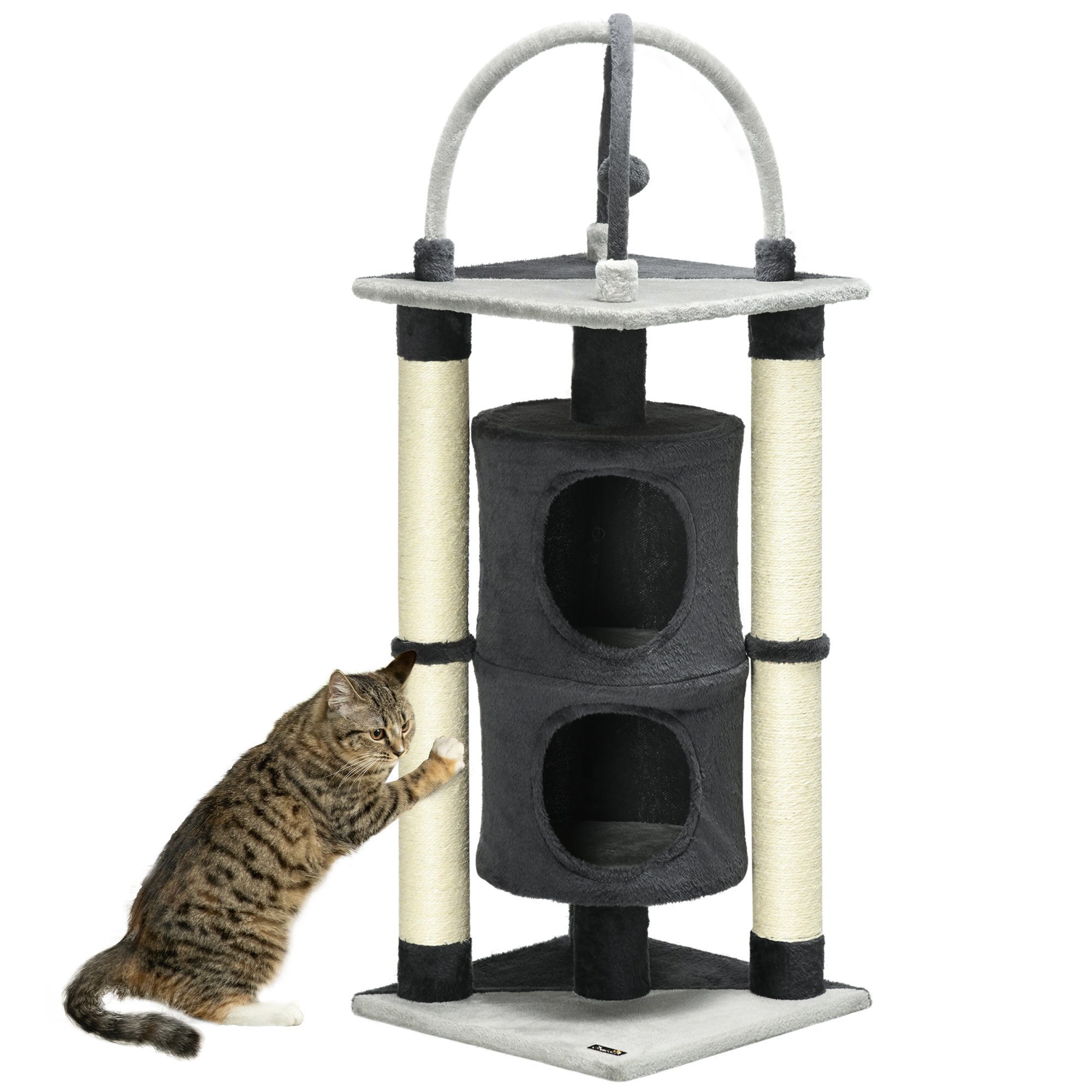 Árvore Arranhador para Gatos 39x39x114cm Cinza