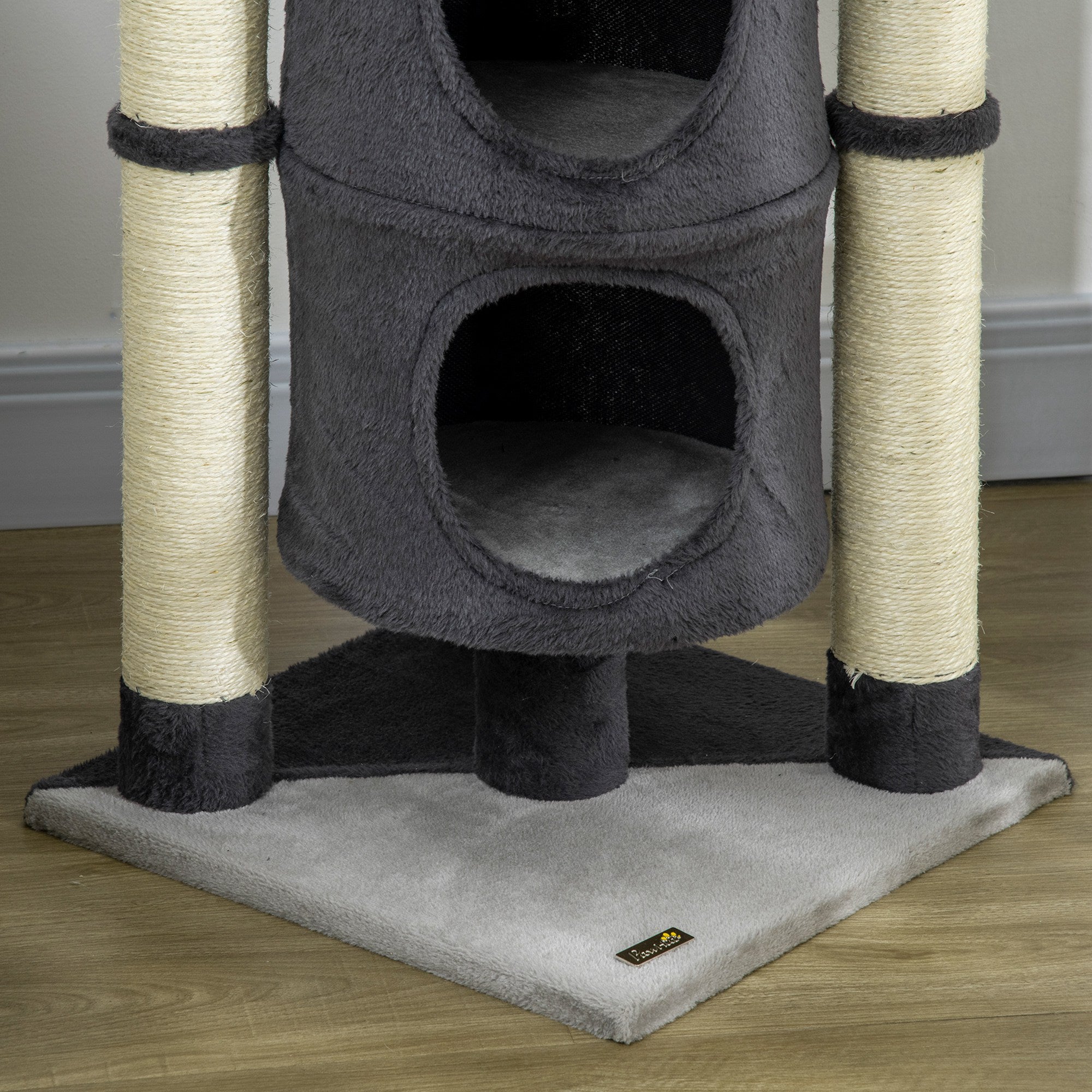 Árvore Arranhador para Gatos 39x39x114cm Cinza