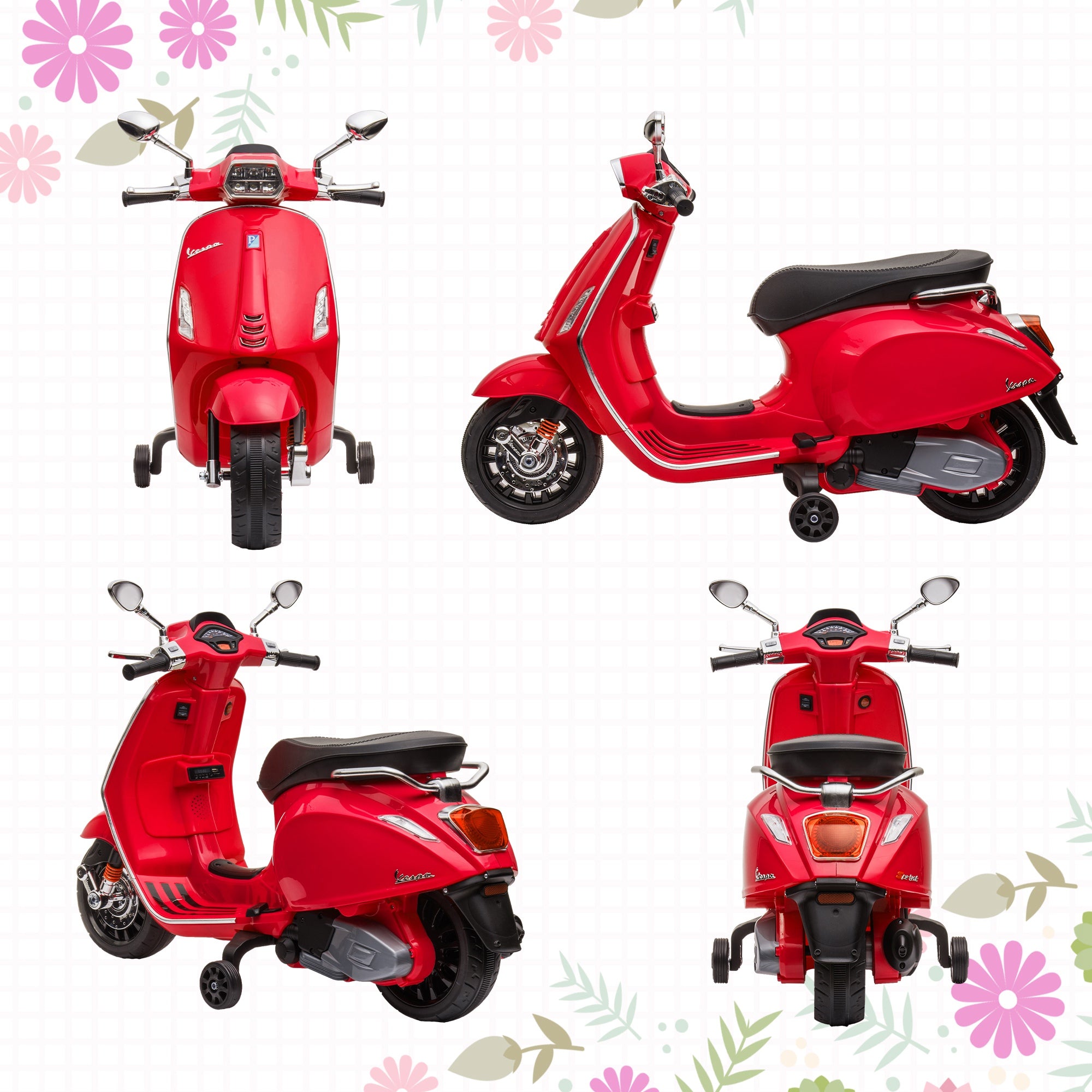 Moto Elétrica para Crianças 3-6 Anos - Vermelho 107x47x73 cm