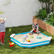 Caixa de Areia Infantil Quadrada Azul 133x133x16 cm