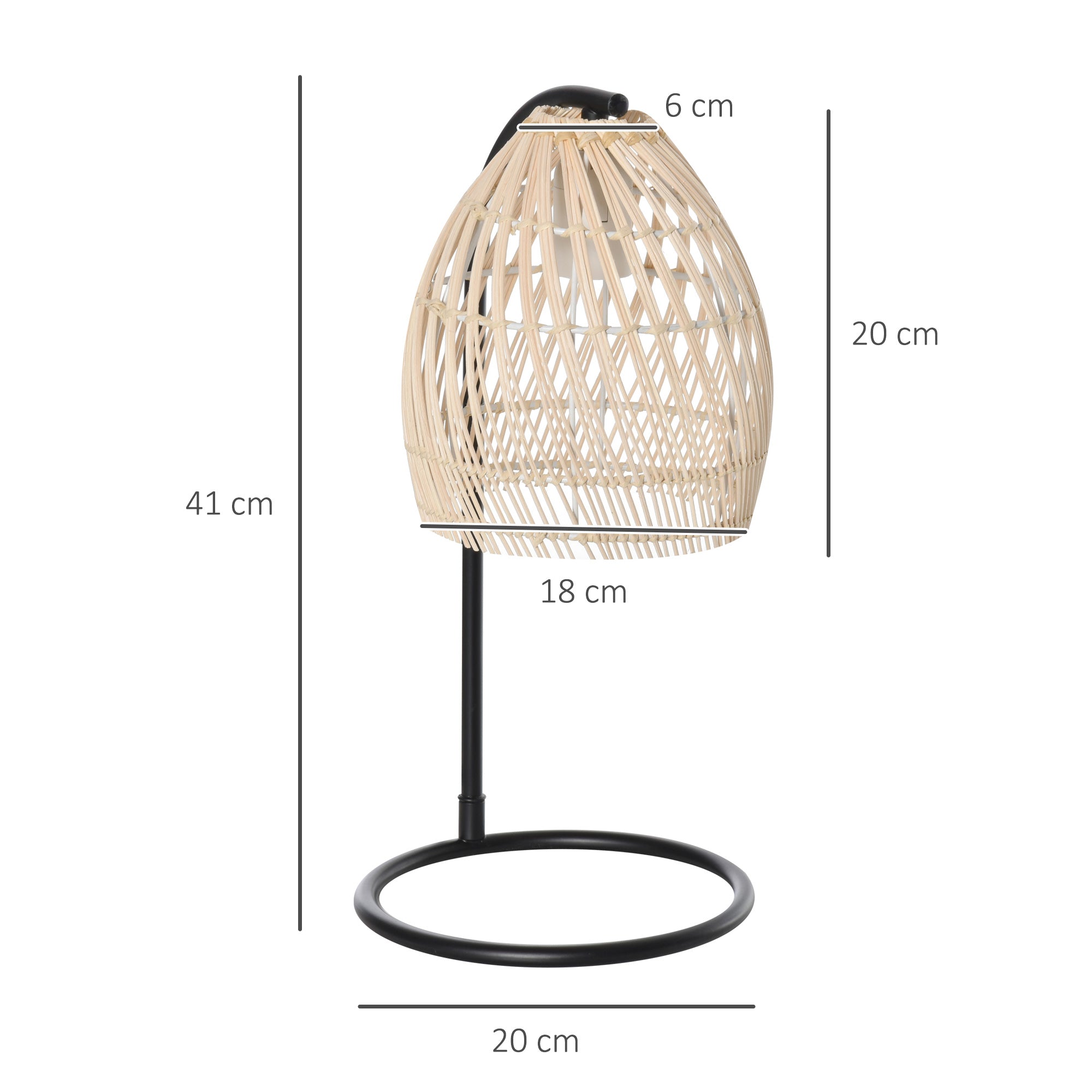 Candeeiro de Mesa Ø20x41 cm Bege - Estilo Cânage
