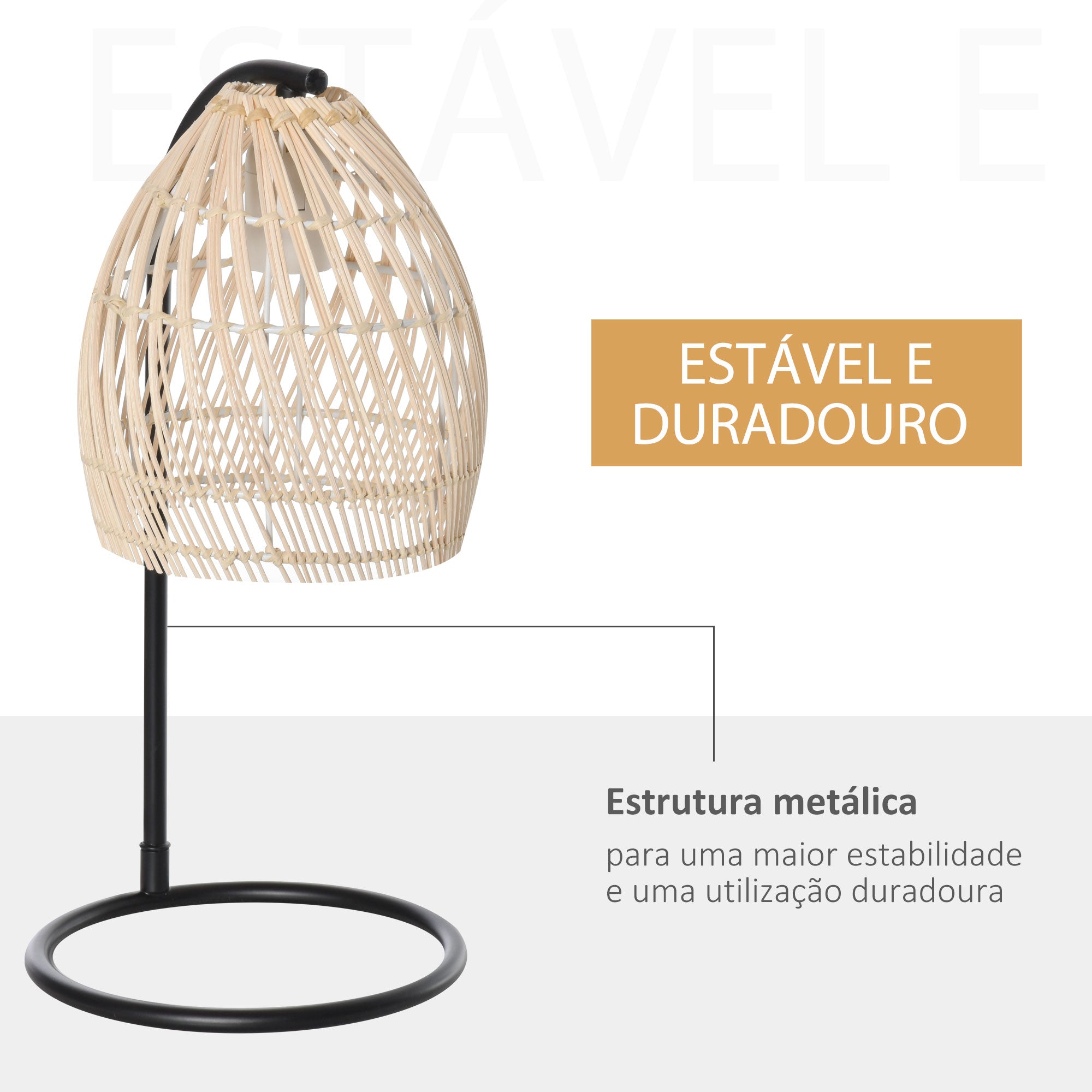 Candeeiro de Mesa Ø20x41 cm Bege - Estilo Cânage