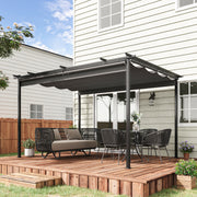 Pérgola de Jardim 3,95x2,95 cm Cinza Escuro Teto Retrátil 4 Cortinas