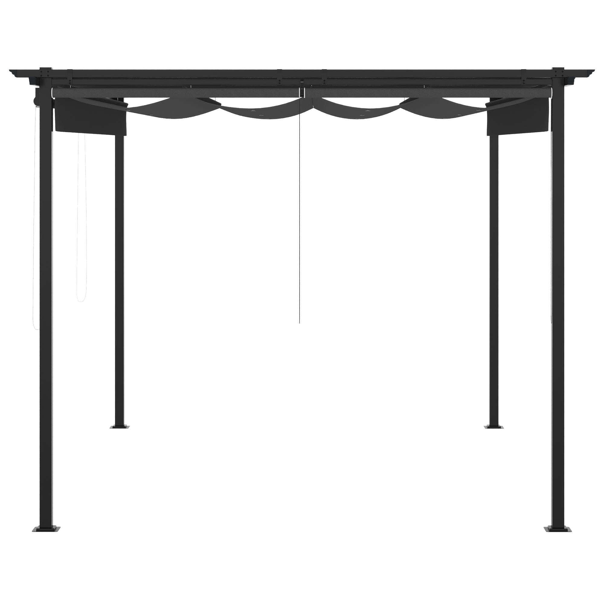 Pérgola de Jardim 3,95x2,95 cm Cinza Escuro Teto Retrátil 4 Cortinas