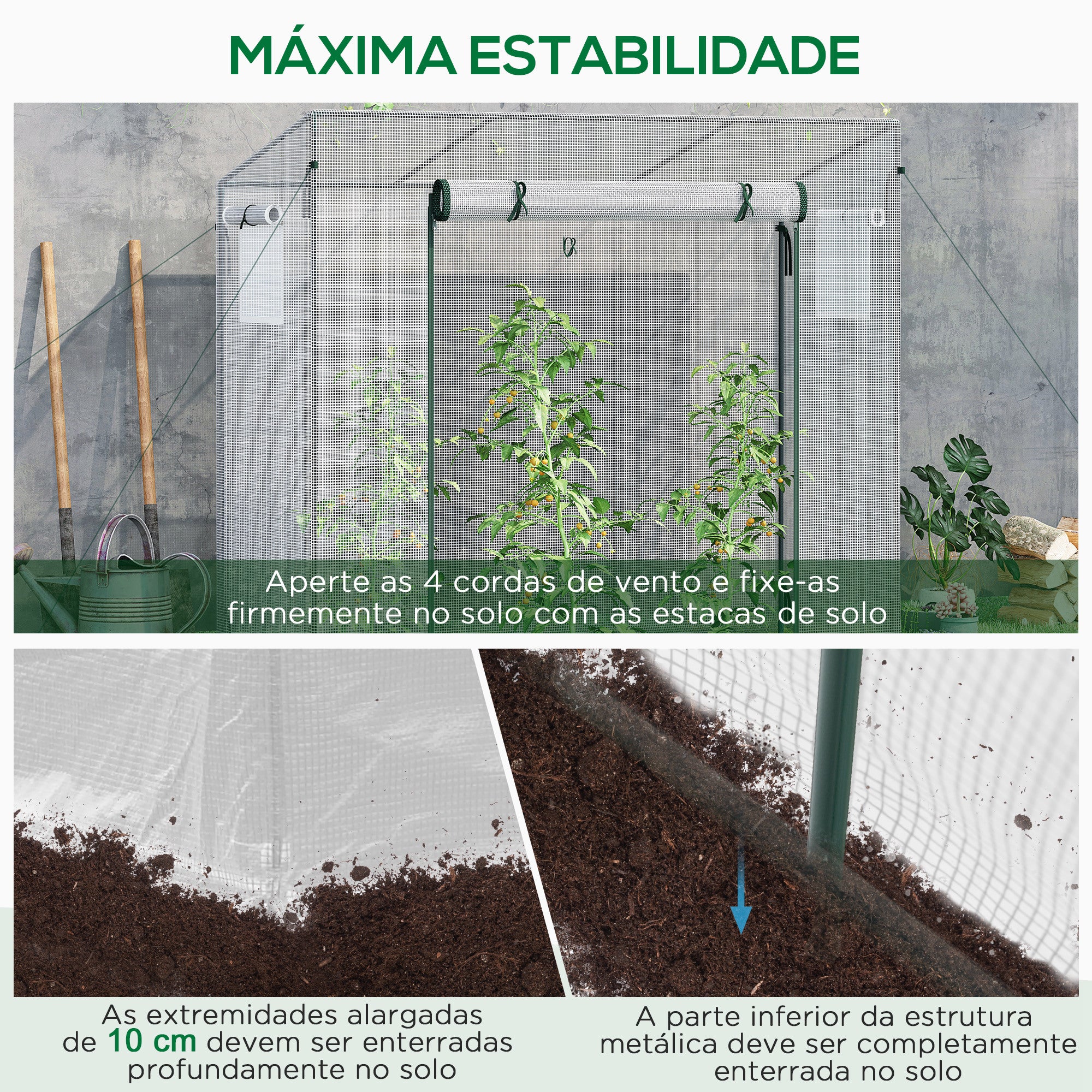 Estufa de Jardim Compacta 200x76x168 cm - Branco
