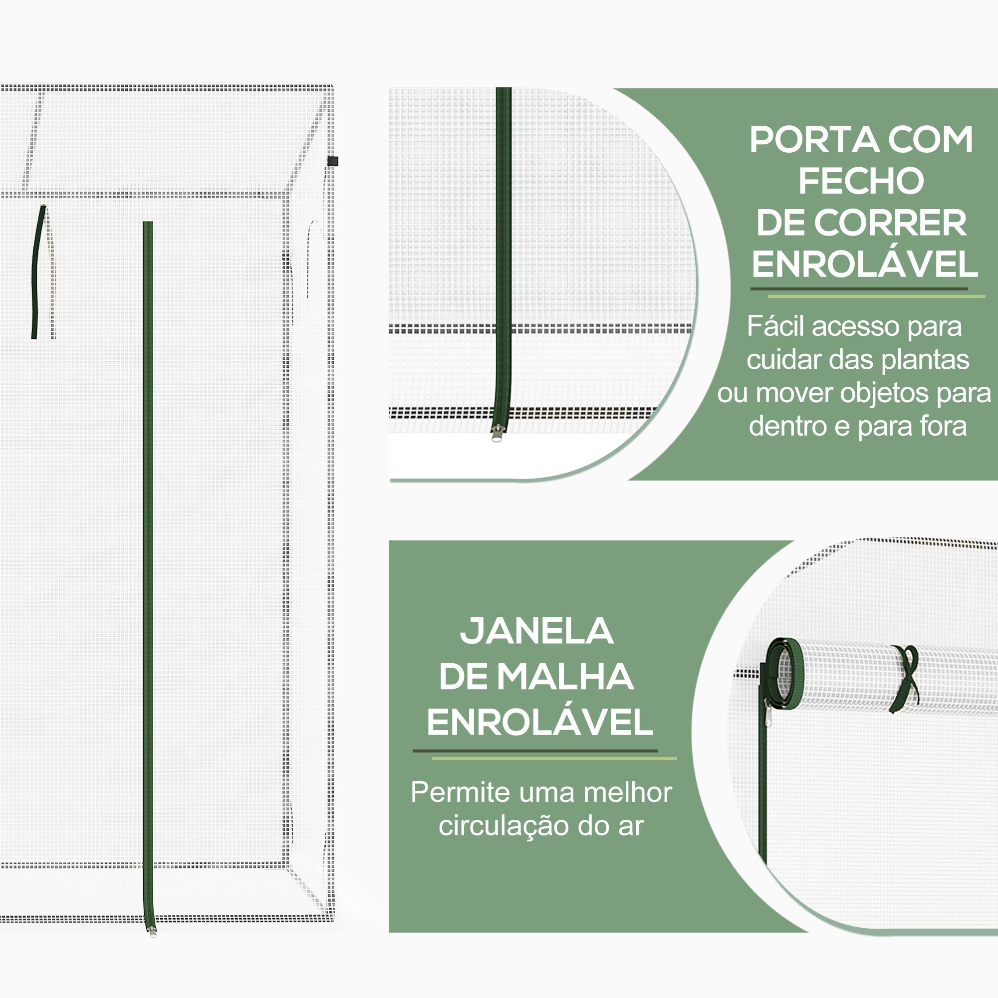 Estufa de Jardim Compacta 200x76x168 cm - Branco