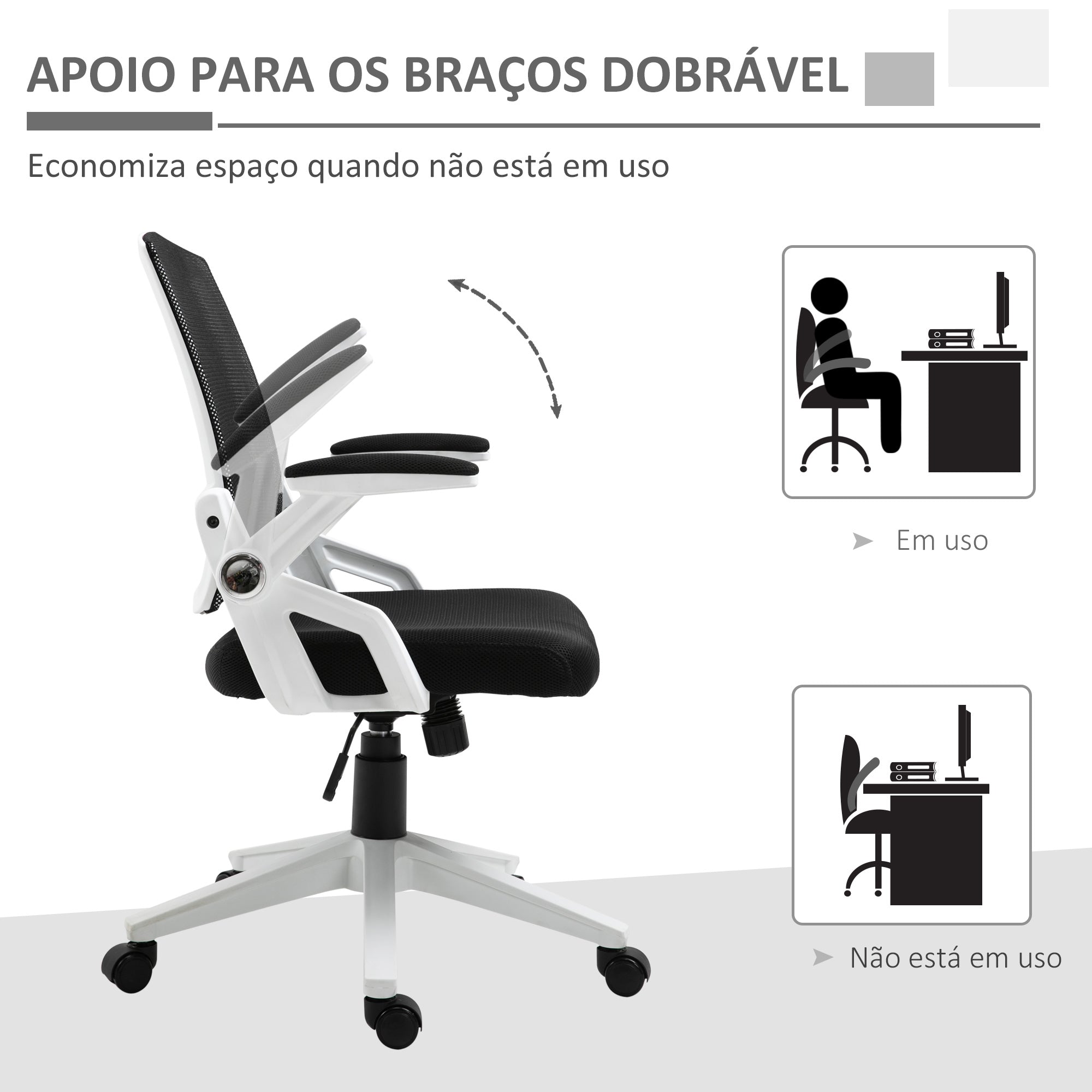 Cadeira de Escritório Ergonômica Preto 61x61x104cm