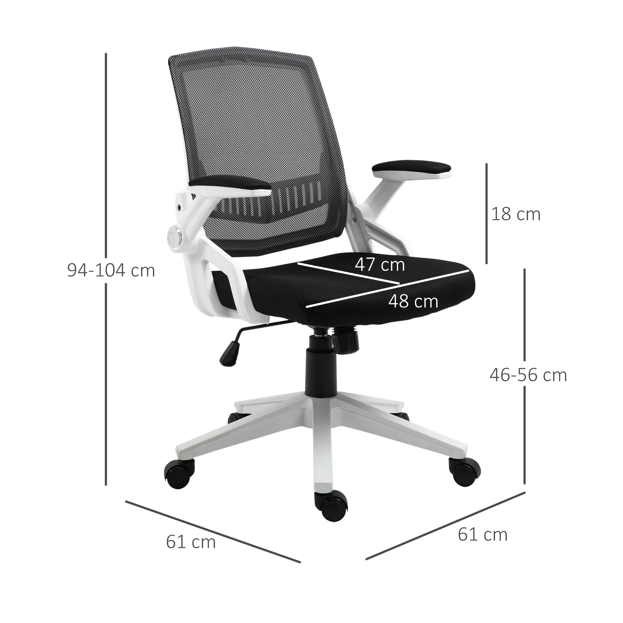Cadeira de Escritório Ergonômica Preto 61x61x104cm