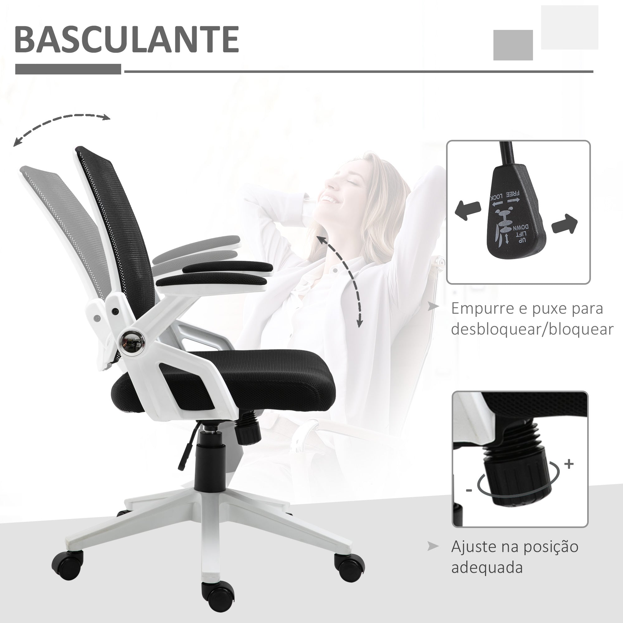 Cadeira de Escritório Ergonômica Preto 61x61x104cm