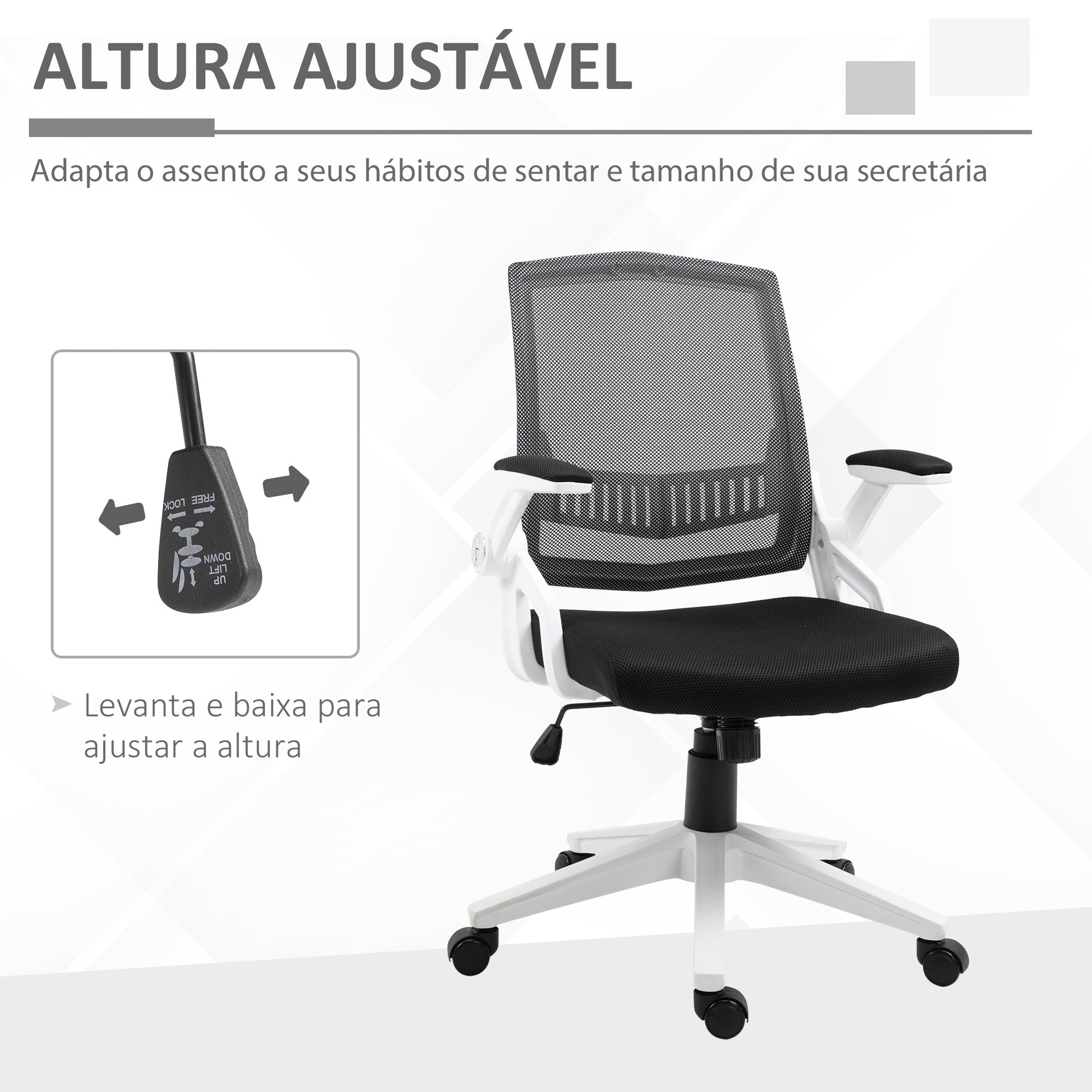 Cadeira de Escritório Ergonômica Preto 61x61x104cm