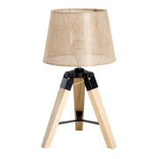 Candeeiro de Mesa 24x24x45cm - Cor Creme e Madeira