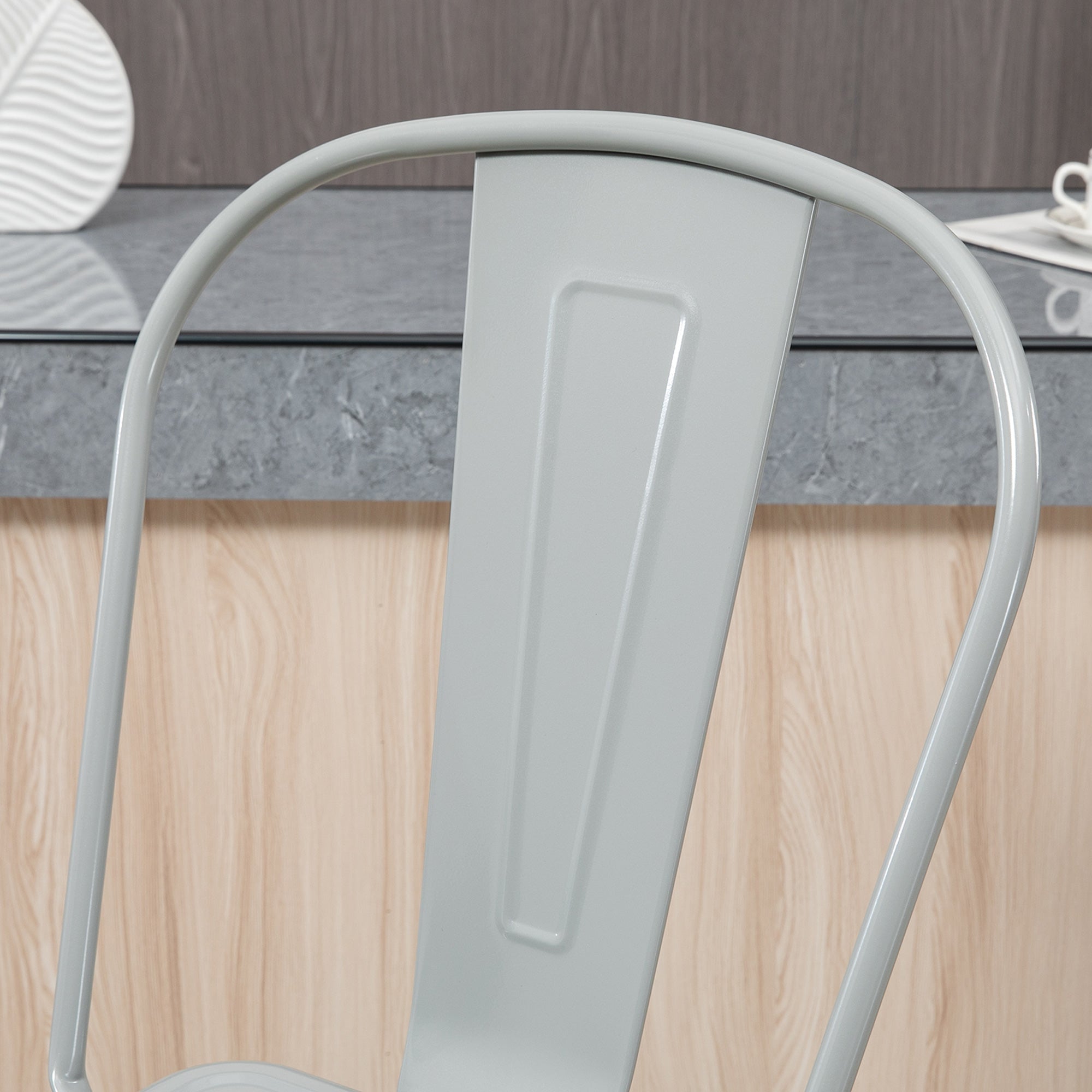 Conjunto de 4 Bancos Altos de Metal Cinzento 44x49x116 cm