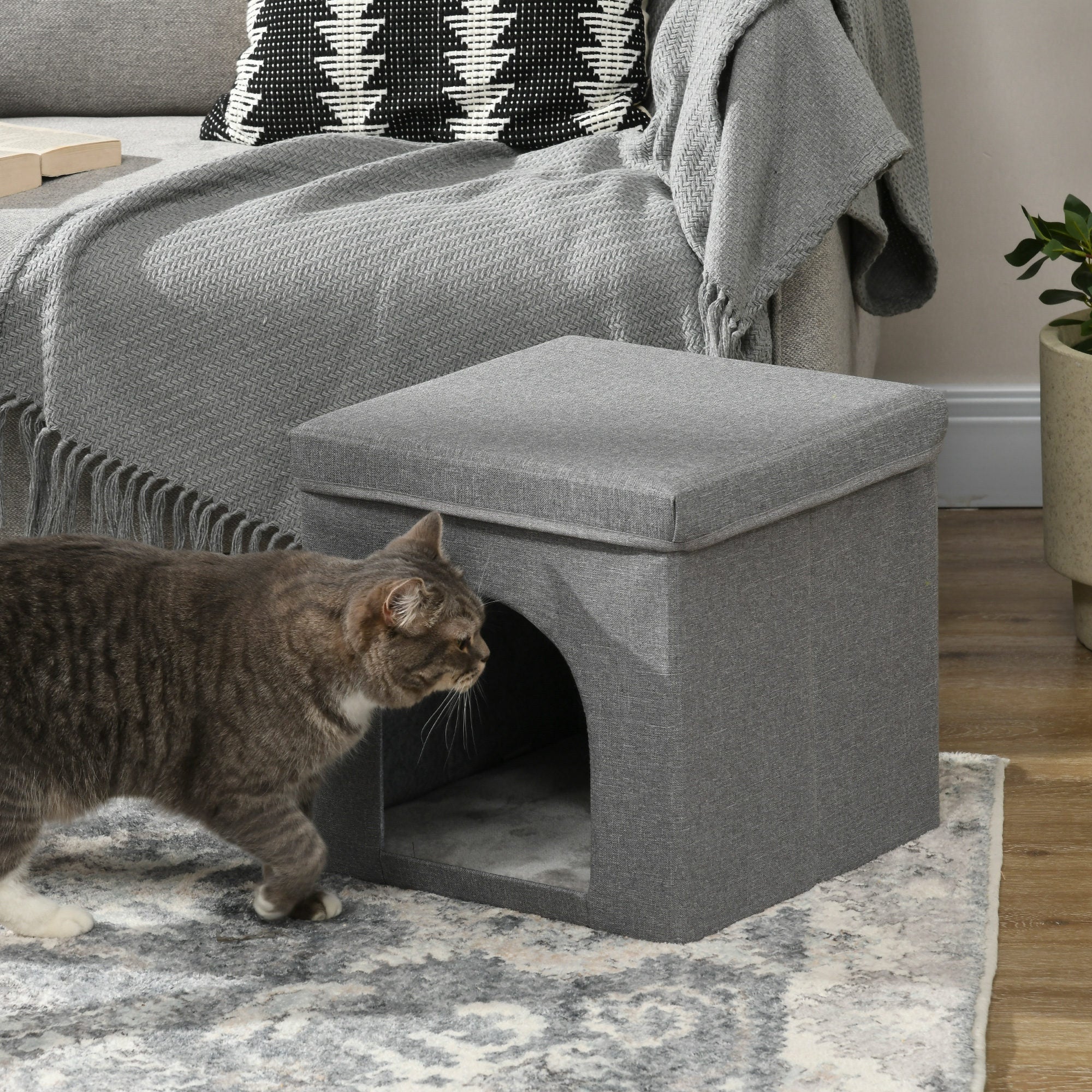 Casa para Gatos 36,5x36,5x36,5 cm Cinza - Refúgio Aconchegante para seu Felino