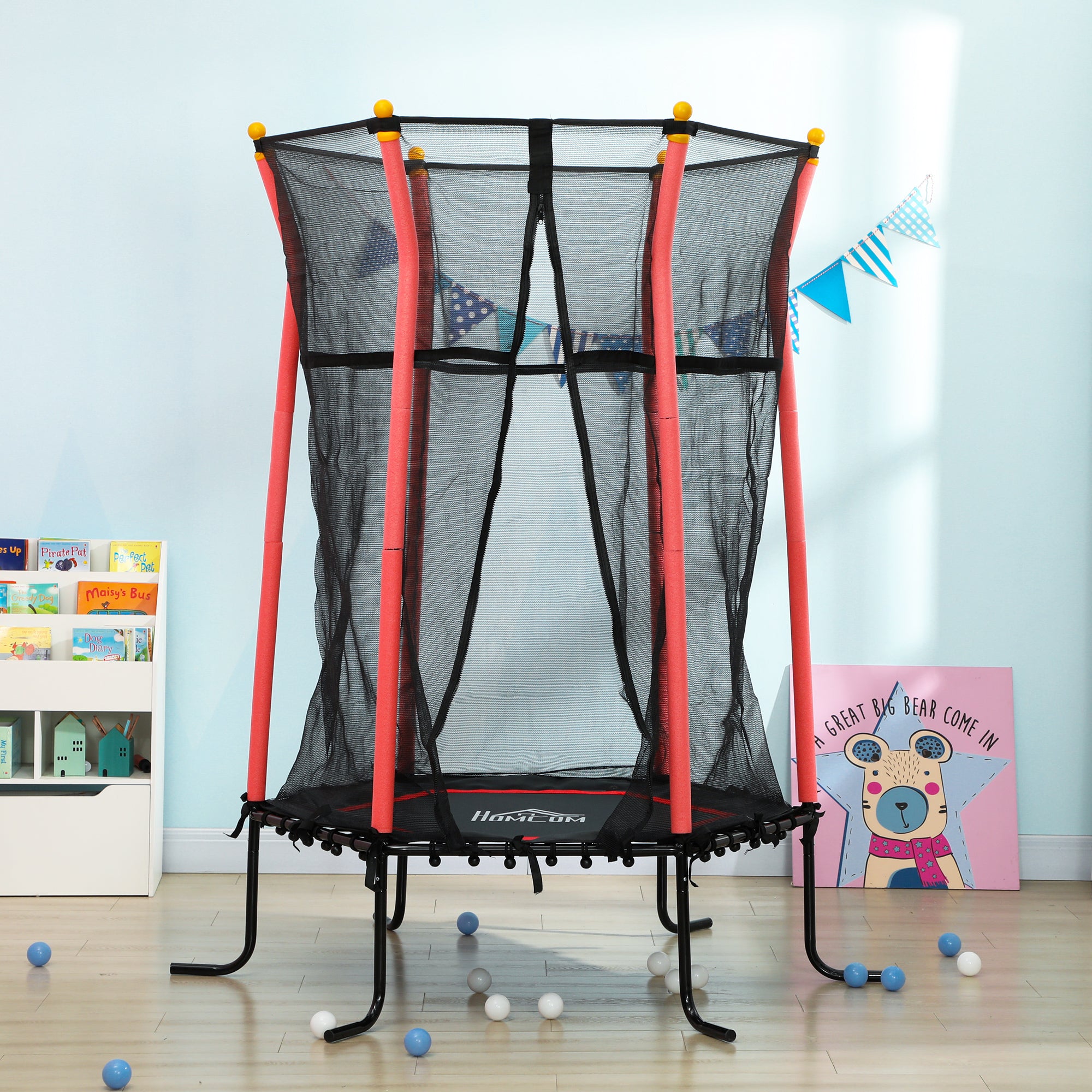 Trampolim Infantil Vermelho Ø163,5x190 cm para Crianças acima de 3 Anos