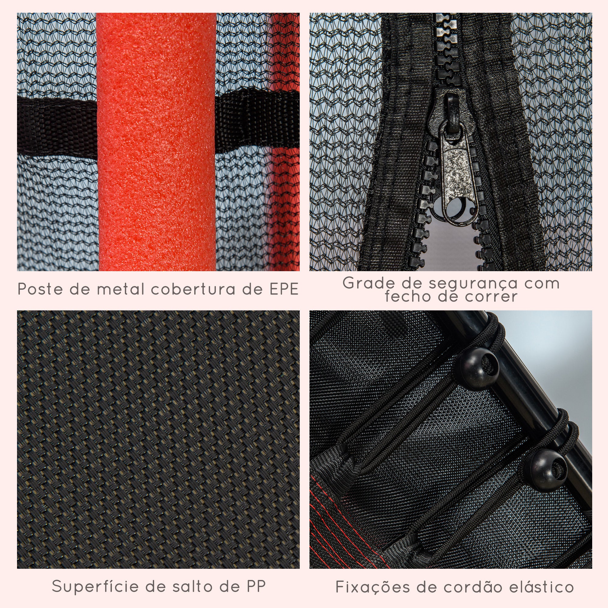 Trampolim Infantil Vermelho Ø163,5x190 cm para Crianças acima de 3 Anos