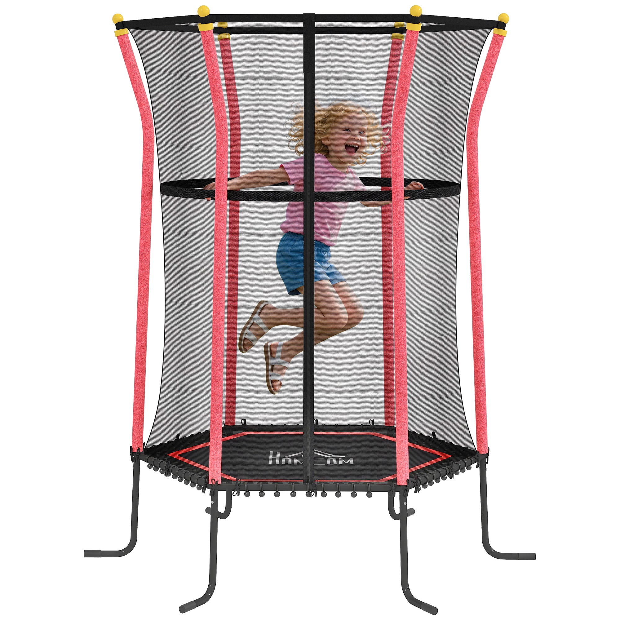 Trampolim Infantil Vermelho Ø163,5x190 cm para Crianças acima de 3 Anos
