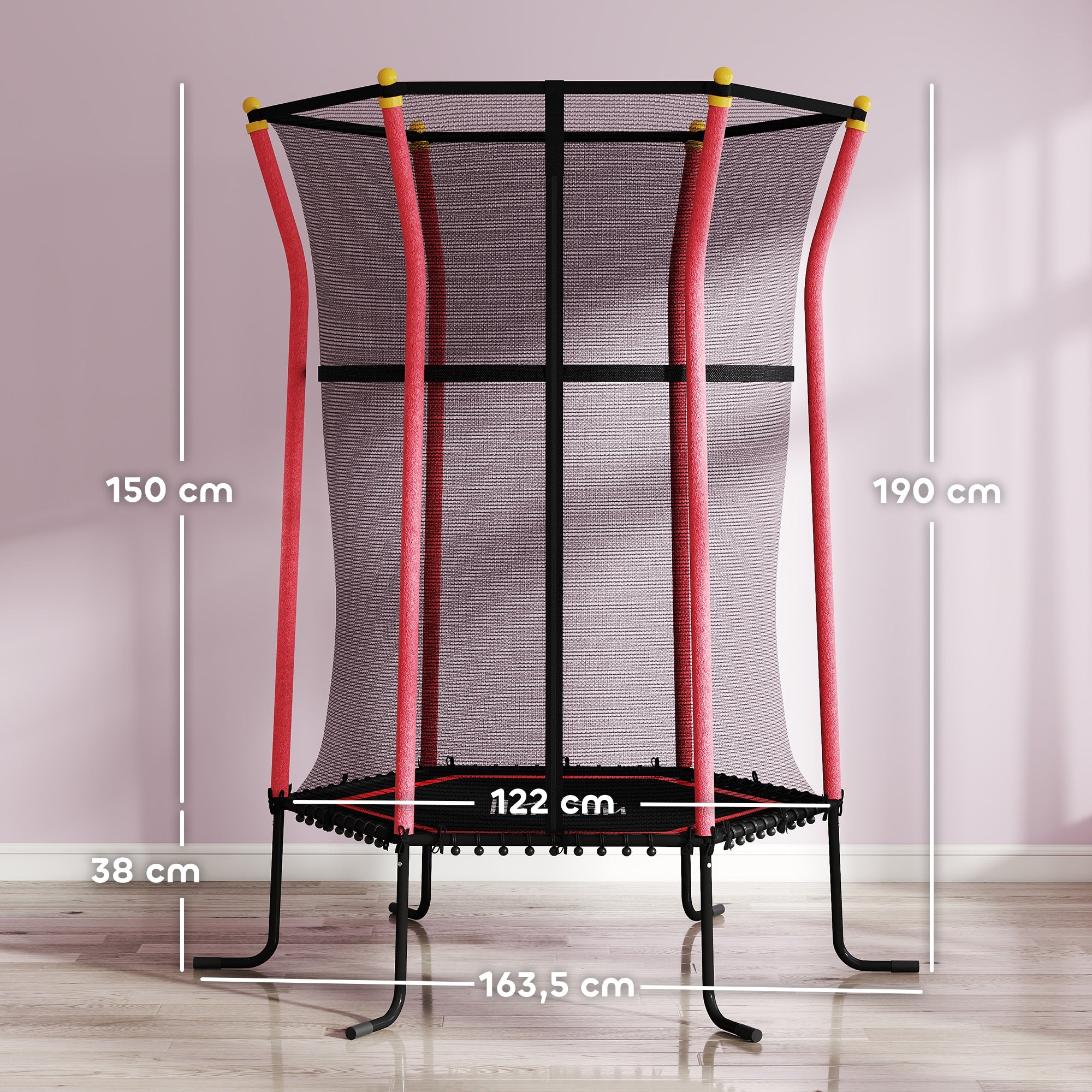 Trampolim Infantil Vermelho Ø163,5x190 cm para Crianças acima de 3 Anos