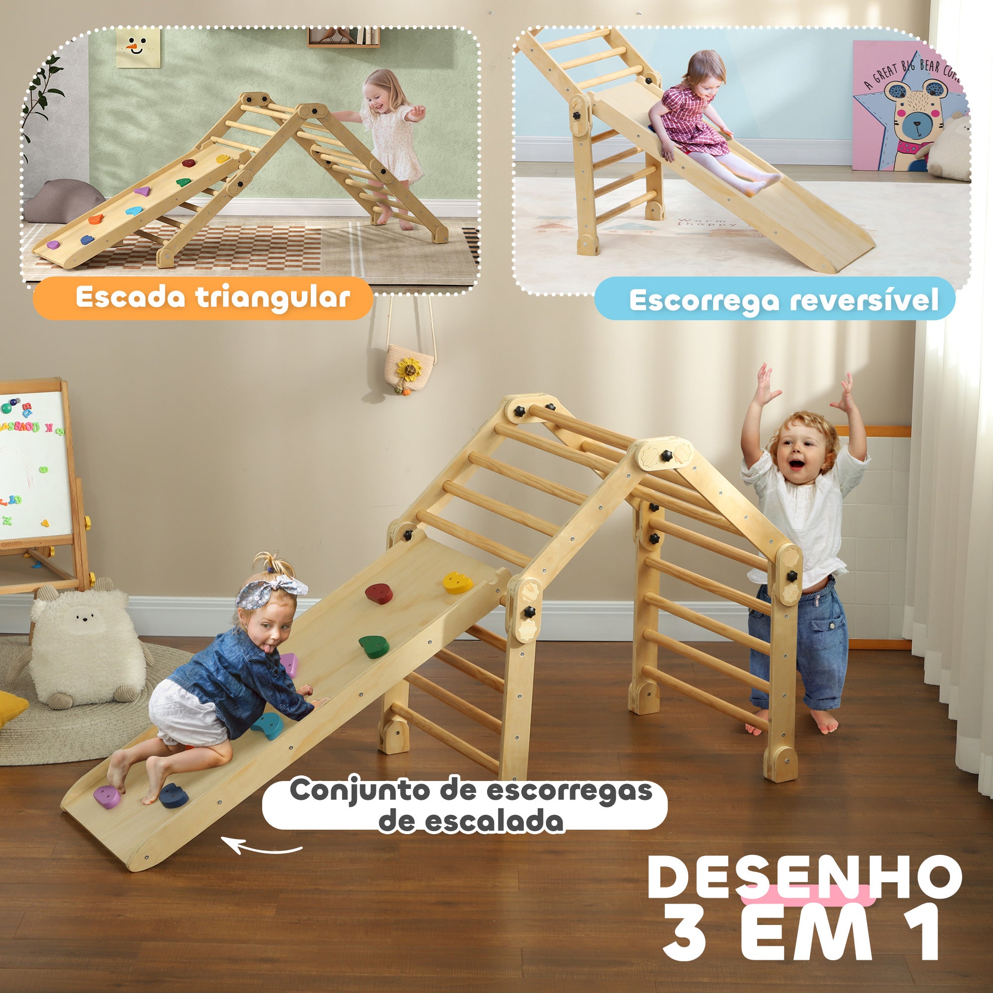 Estrutura de Escalada Dobrável Multicor 175x70x89 cm para Crianças de 18-48 Meses