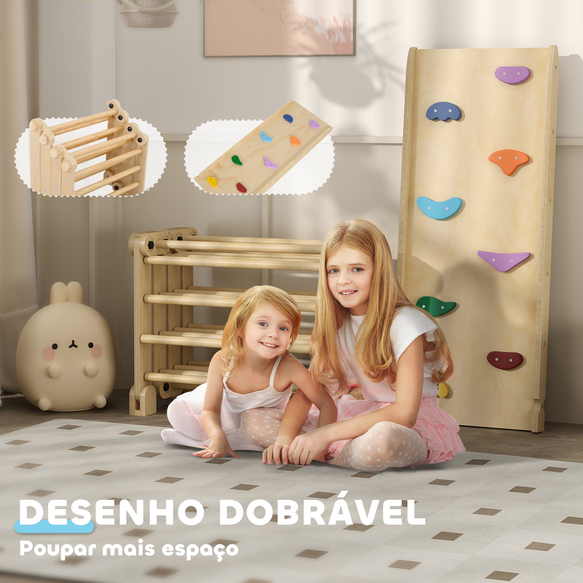 Estrutura de Escalada Dobrável Multicor 175x70x89 cm para Crianças de 18-48 Meses