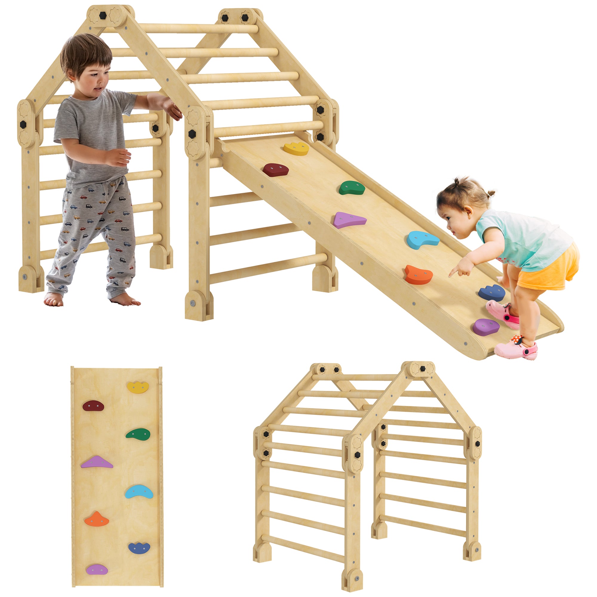 Estrutura de Escalada Dobrável Multicor 175x70x89 cm para Crianças de 18-48 Meses