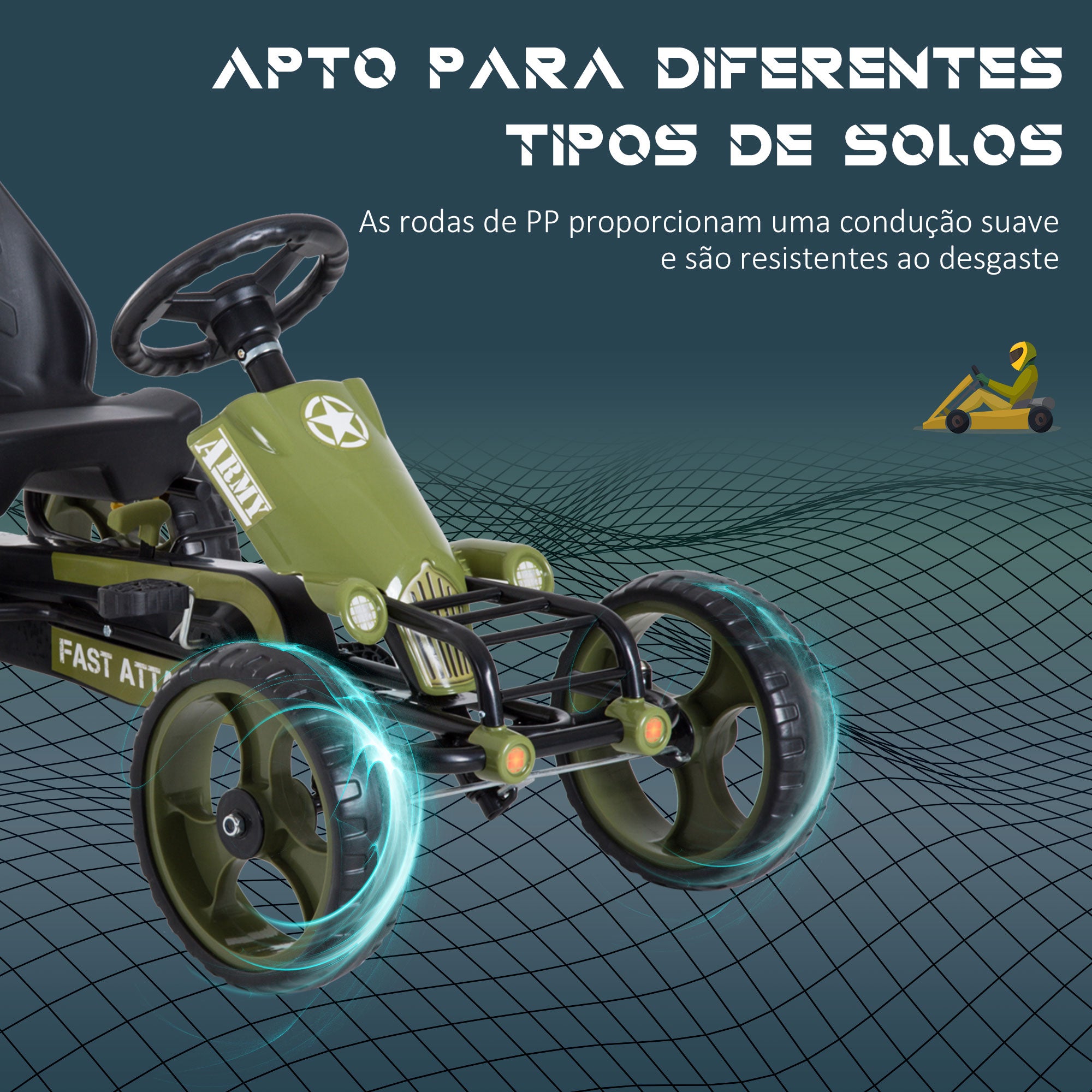 Go-Kart a Pedais para Crianças Verde 105x54x61 cm