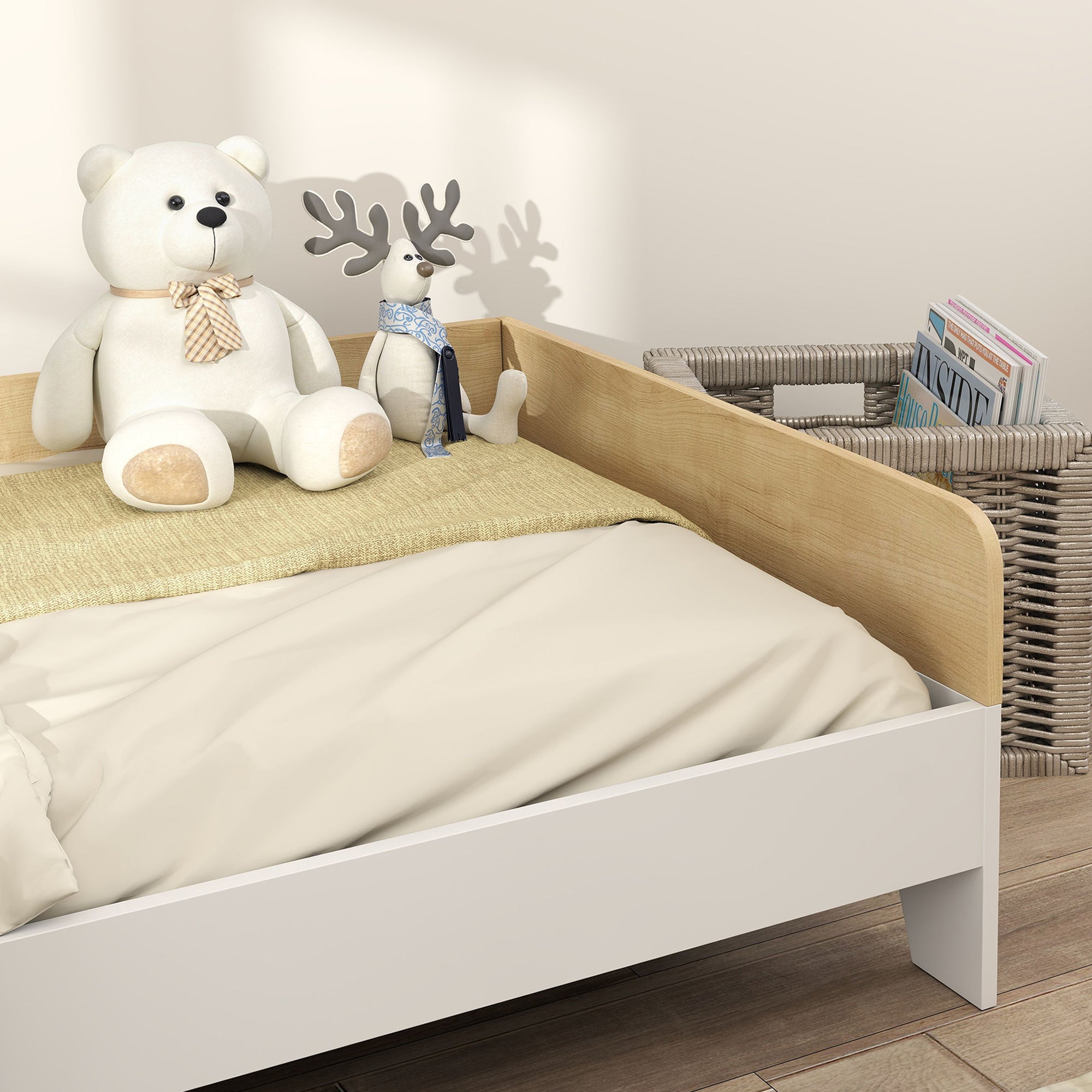 Cama para Crianças Branca e de Madeira 143,5x74x40 cm